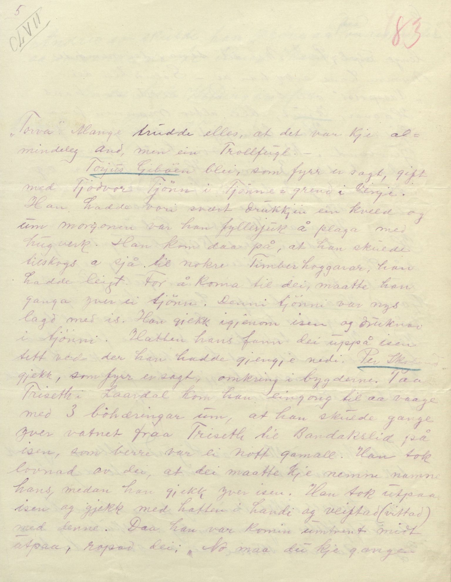 Rikard Berge, TEMU/TGM-A-1003/F/L0004/0053: 101-159 / 157 Manuskript, notatar, brev o.a. Nokre leiker, manuskript, 1906-1908, p. 83