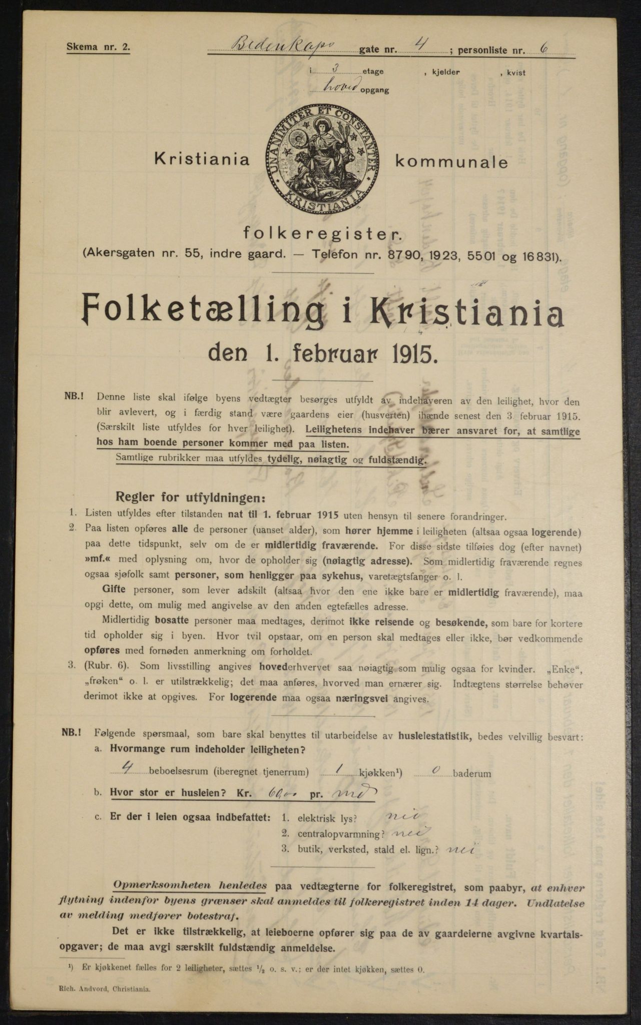 OBA, Municipal Census 1915 for Kristiania, 1915, p. 4812