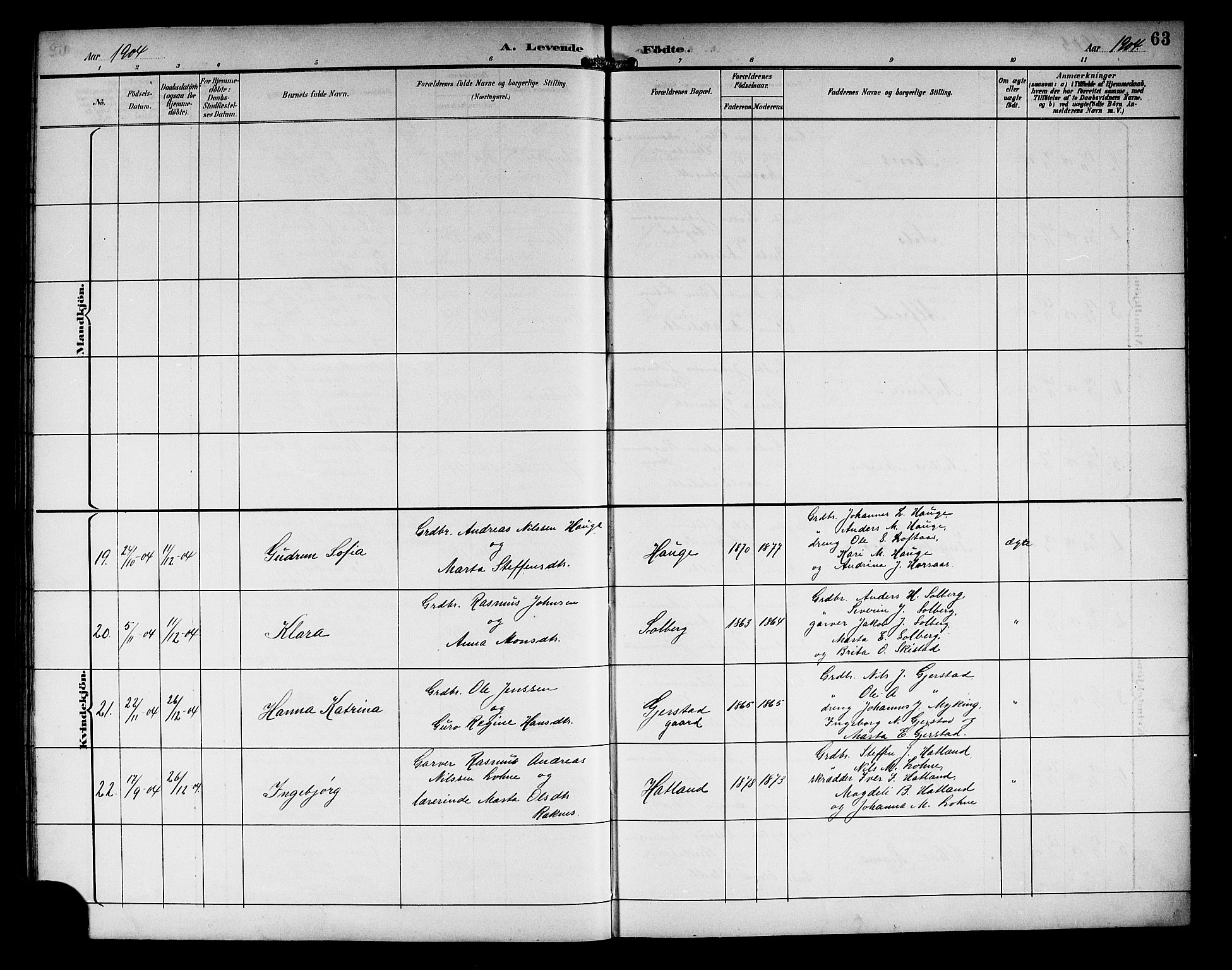 Haus sokneprestembete, AV/SAB-A-75601/H/Hab: Parish register (copy) no. C 3, 1893-1906, p. 63