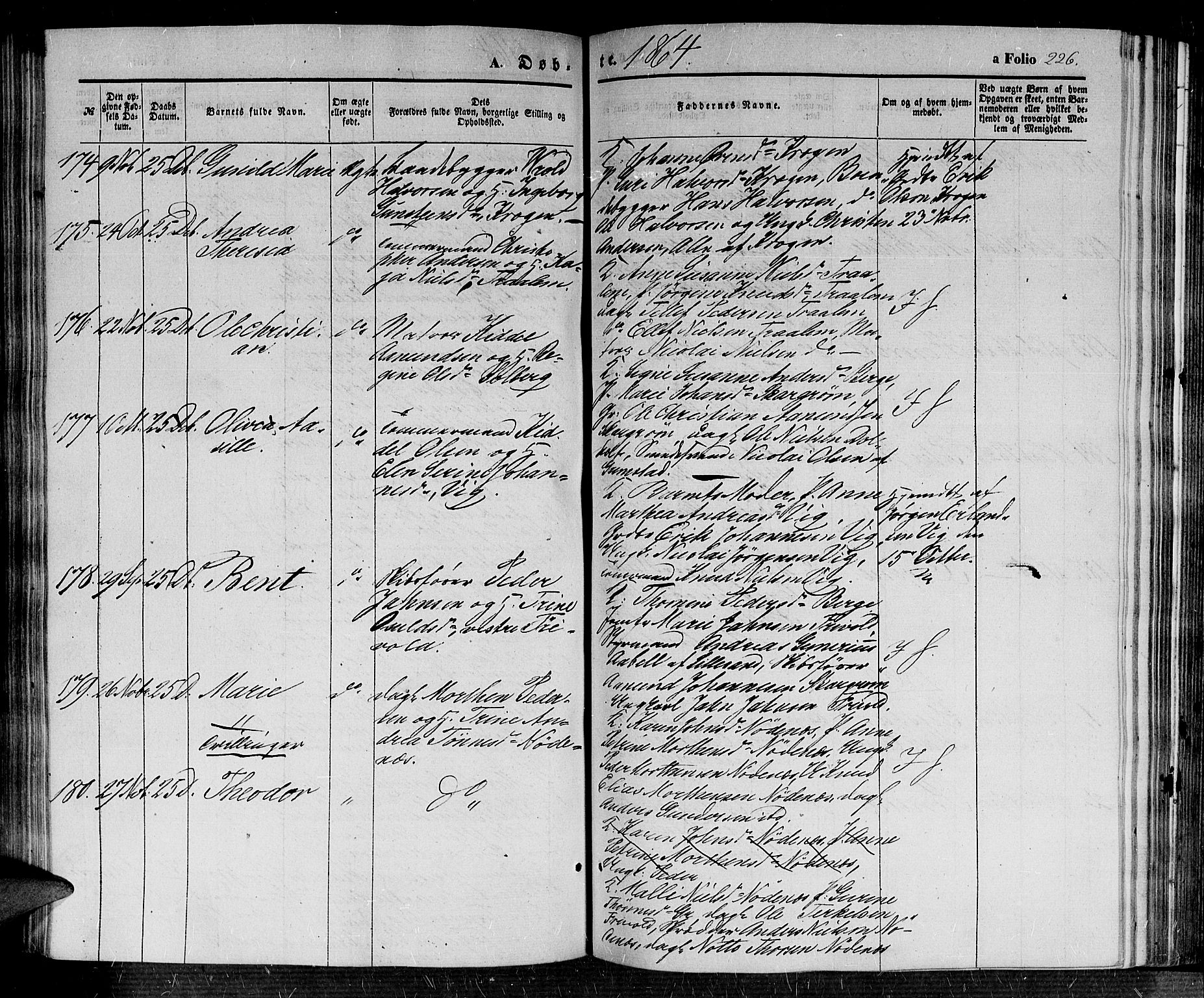 Fjære sokneprestkontor, AV/SAK-1111-0011/F/Fb/L0008: Parish register (copy) no. B 8, 1854-1867, p. 226