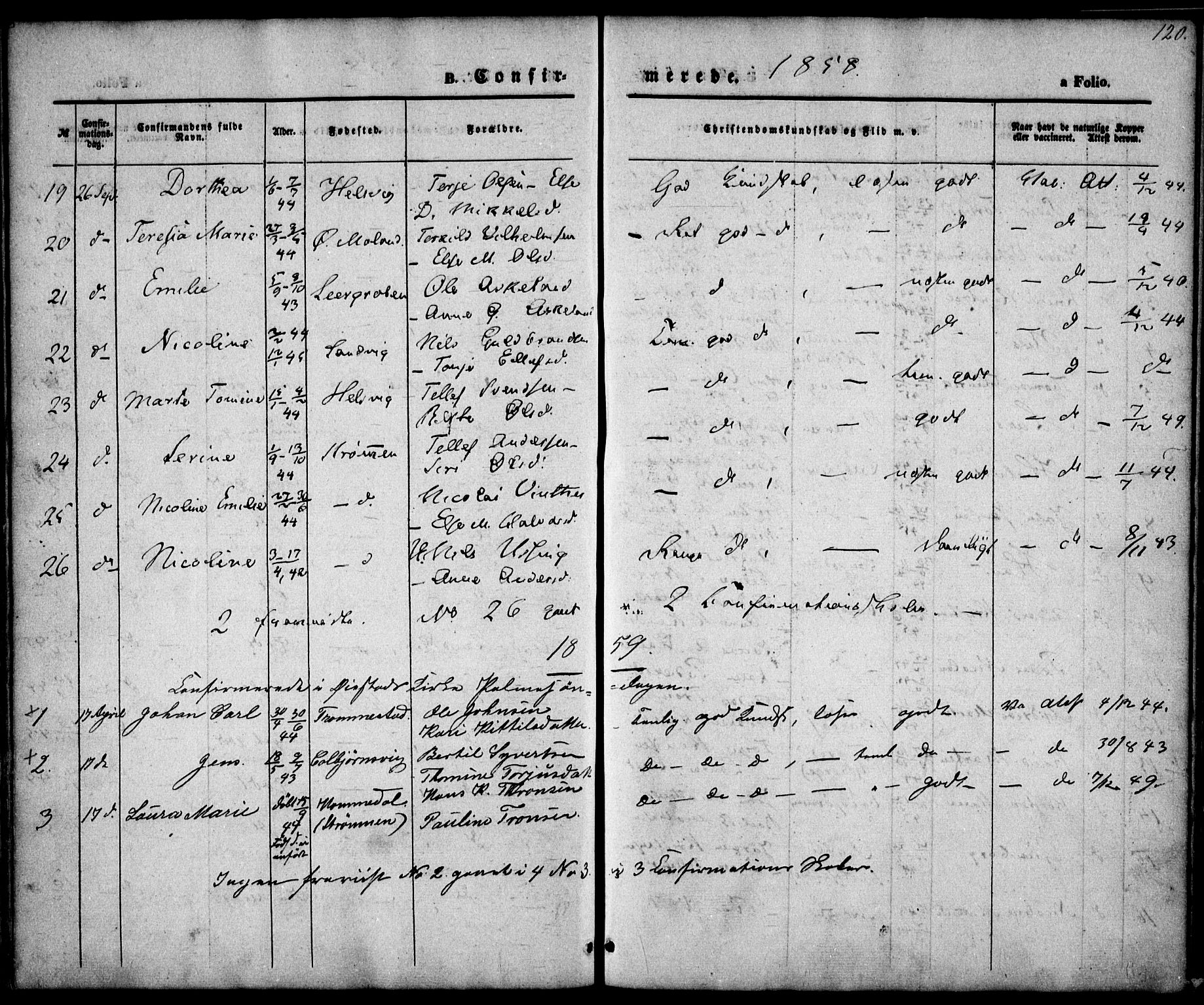 Hisøy sokneprestkontor, SAK/1111-0020/F/Fa/L0001: Parish register (official) no. A 1, 1849-1871, p. 120