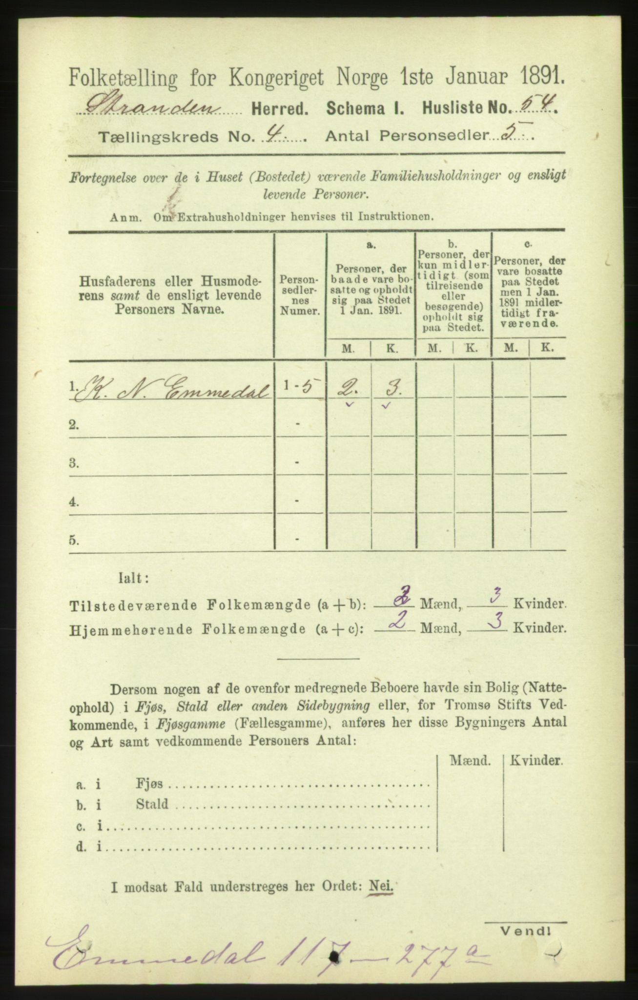 RA, 1891 census for 1525 Stranda, 1891, p. 803