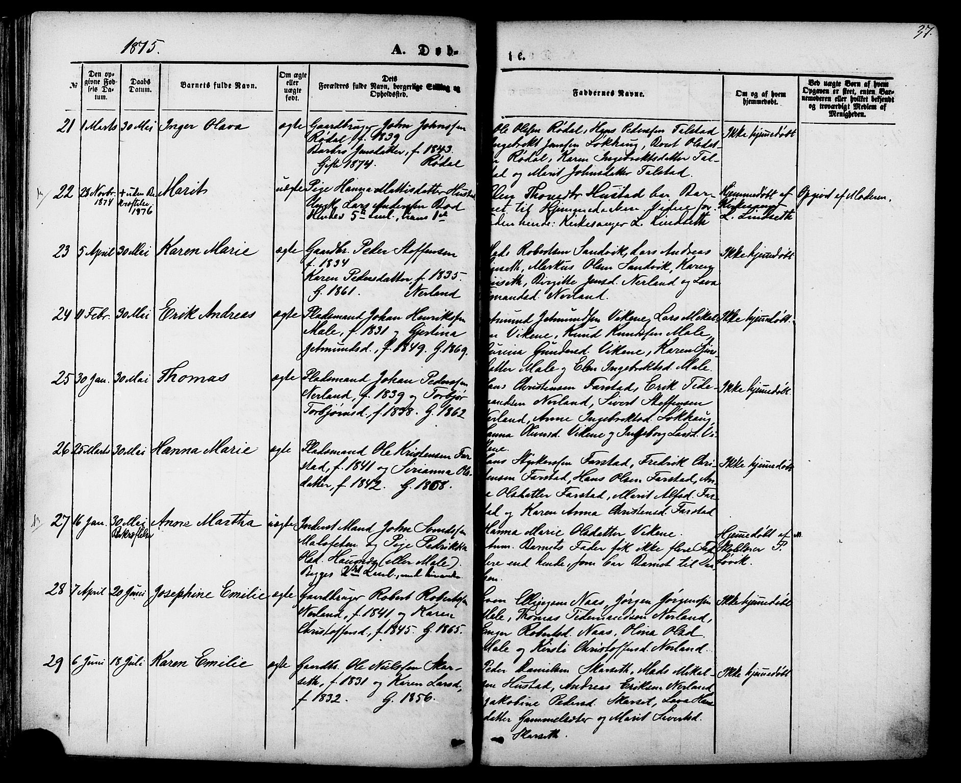 Ministerialprotokoller, klokkerbøker og fødselsregistre - Møre og Romsdal, AV/SAT-A-1454/566/L0768: Parish register (official) no. 566A07, 1869-1881, p. 37