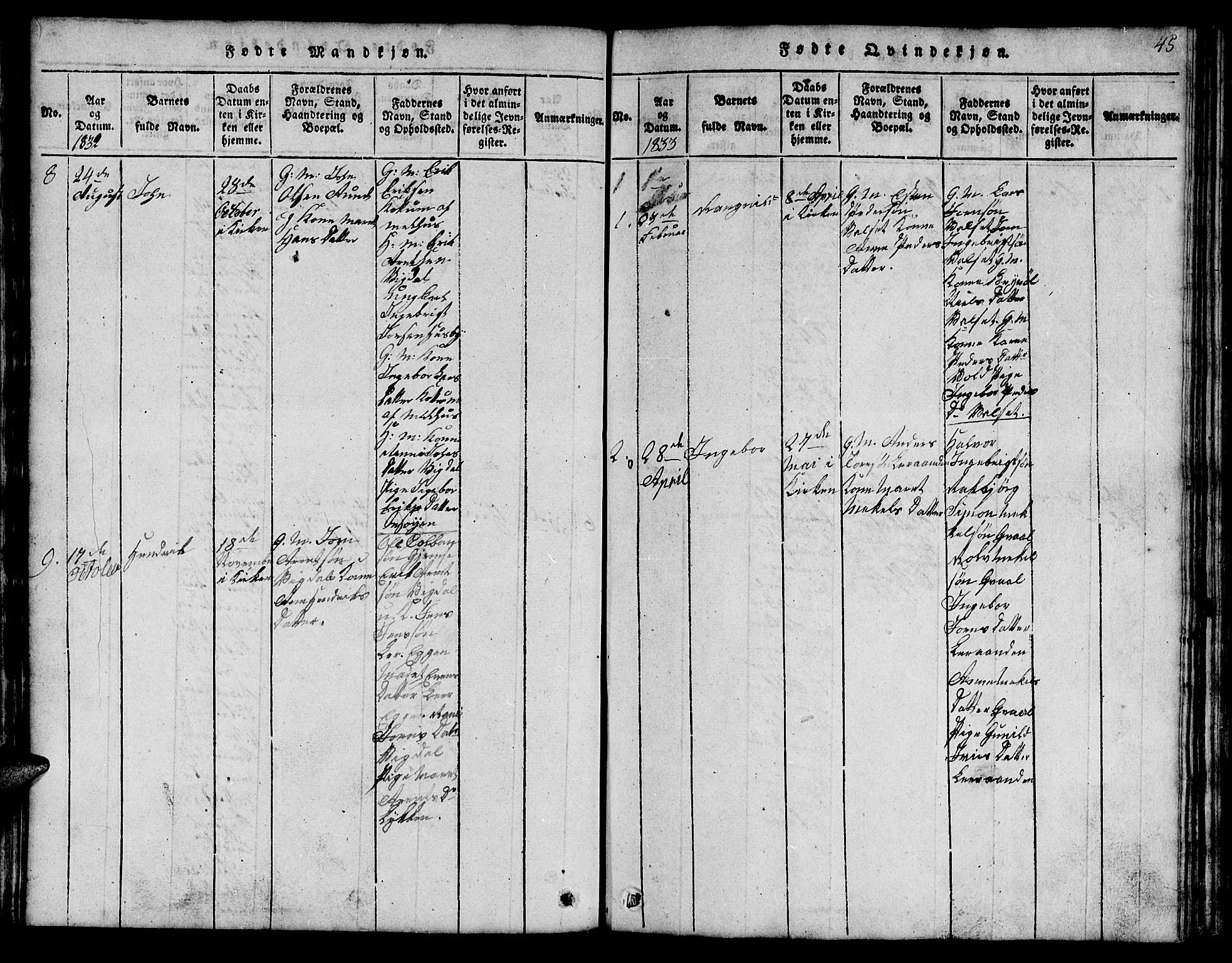 Ministerialprotokoller, klokkerbøker og fødselsregistre - Sør-Trøndelag, SAT/A-1456/666/L0788: Parish register (copy) no. 666C01, 1816-1847, p. 45