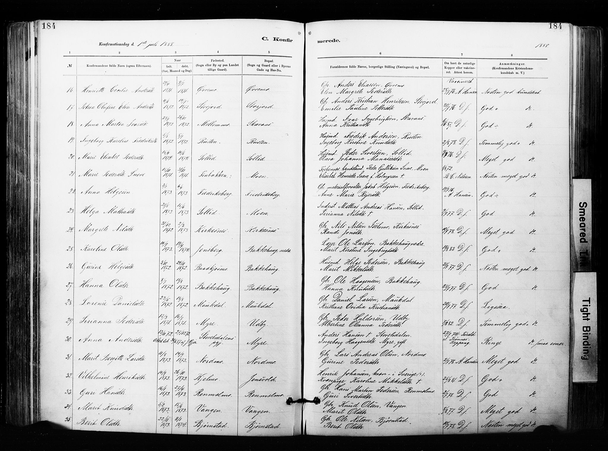 Målselv sokneprestembete, SATØ/S-1311/G/Ga/Gaa/L0007kirke: Parish register (official) no. 7, 1884-1903, p. 184