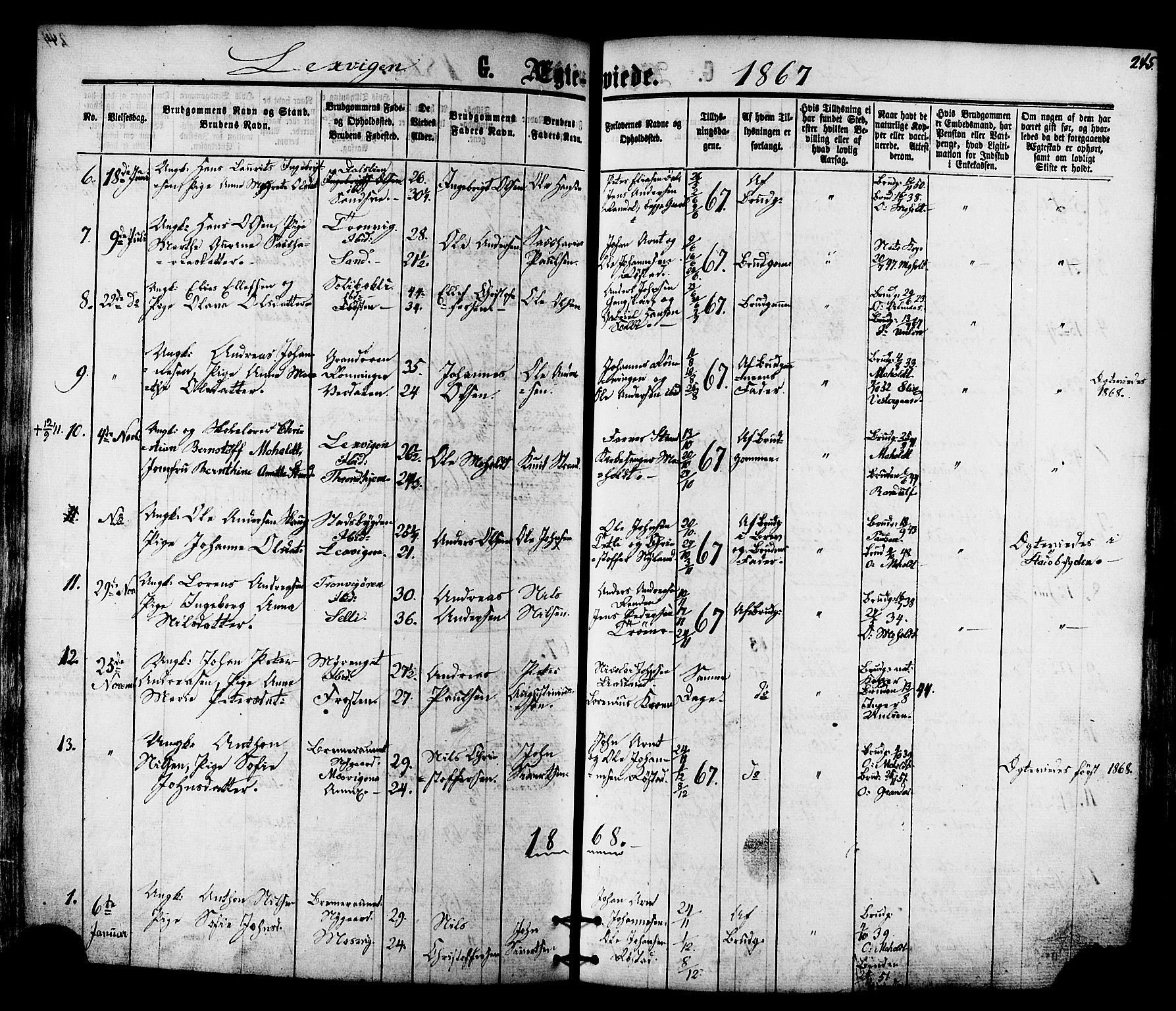 Ministerialprotokoller, klokkerbøker og fødselsregistre - Nord-Trøndelag, SAT/A-1458/701/L0009: Parish register (official) no. 701A09 /1, 1864-1882, p. 245