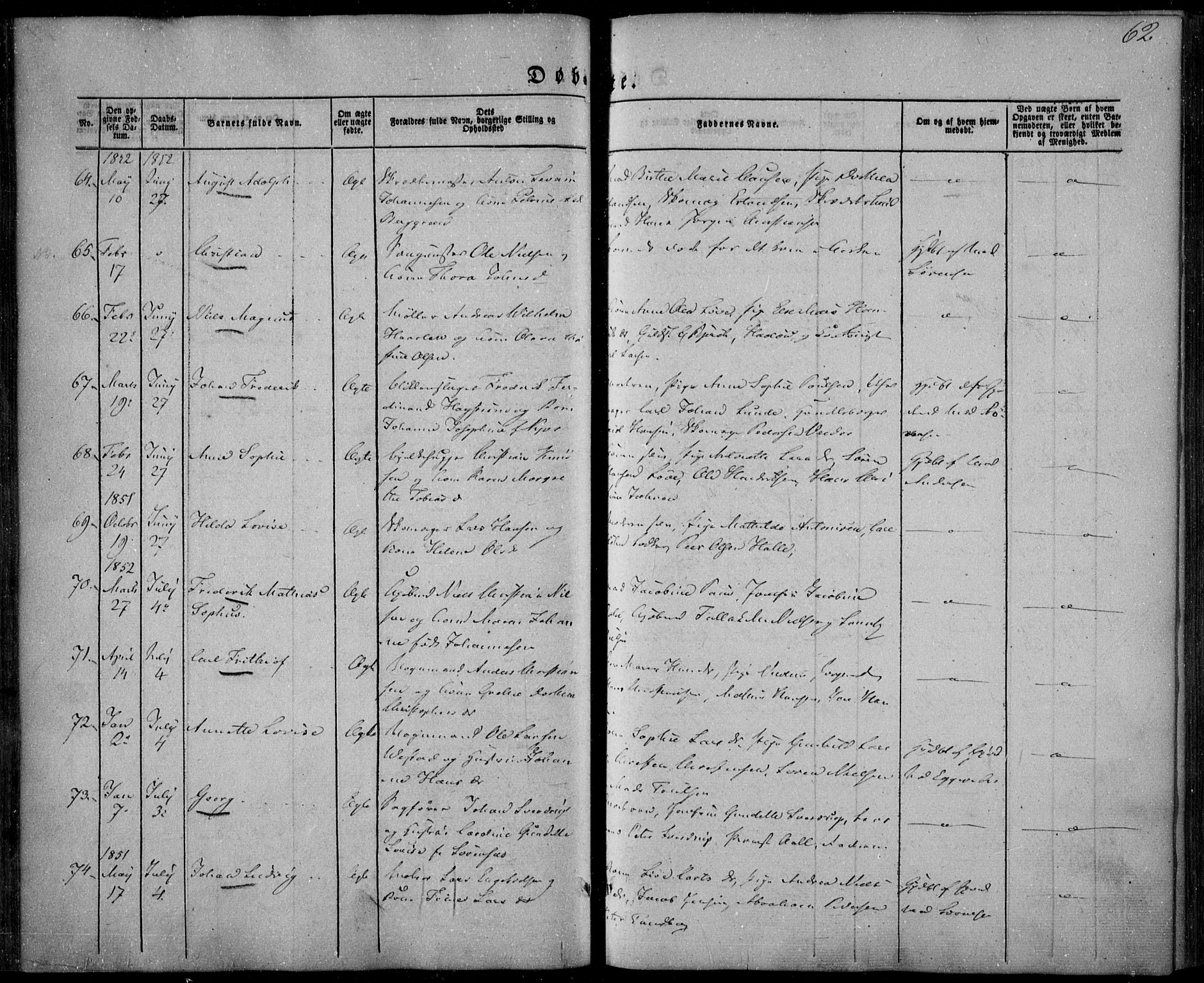 Larvik kirkebøker, AV/SAKO-A-352/F/Fa/L0003: Parish register (official) no. I 3, 1848-1856, p. 62