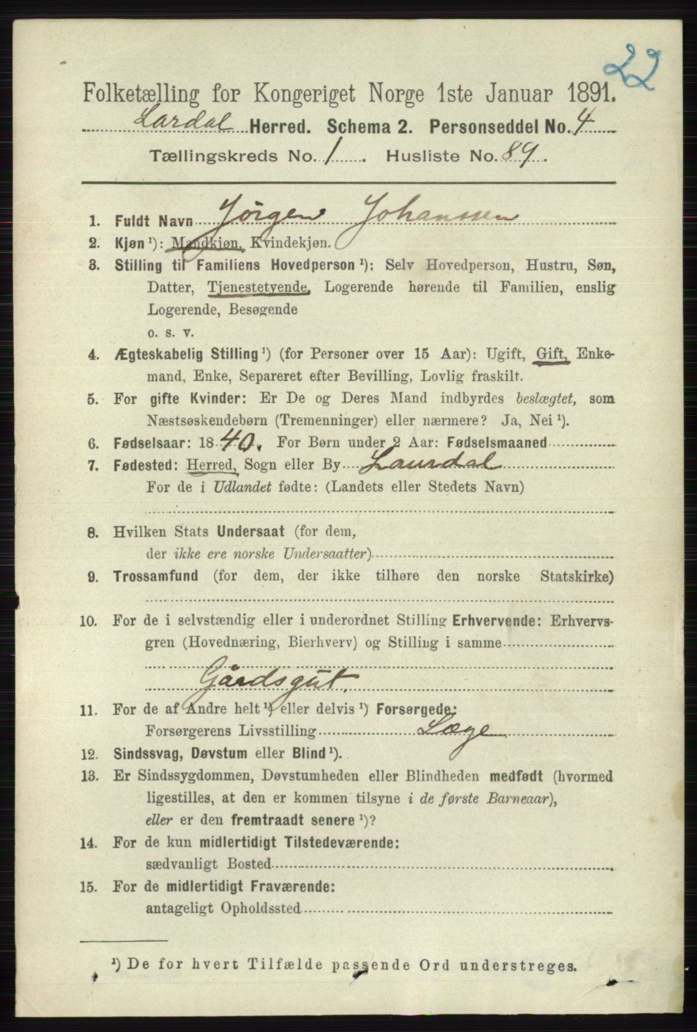 RA, 1891 census for 0728 Lardal, 1891, p. 632