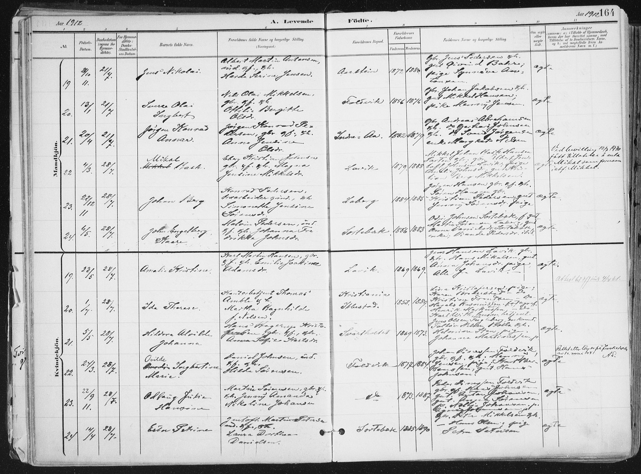 Ibestad sokneprestembete, AV/SATØ-S-0077/H/Ha/Haa/L0017kirke: Parish register (official) no. 17, 1901-1914, p. 164