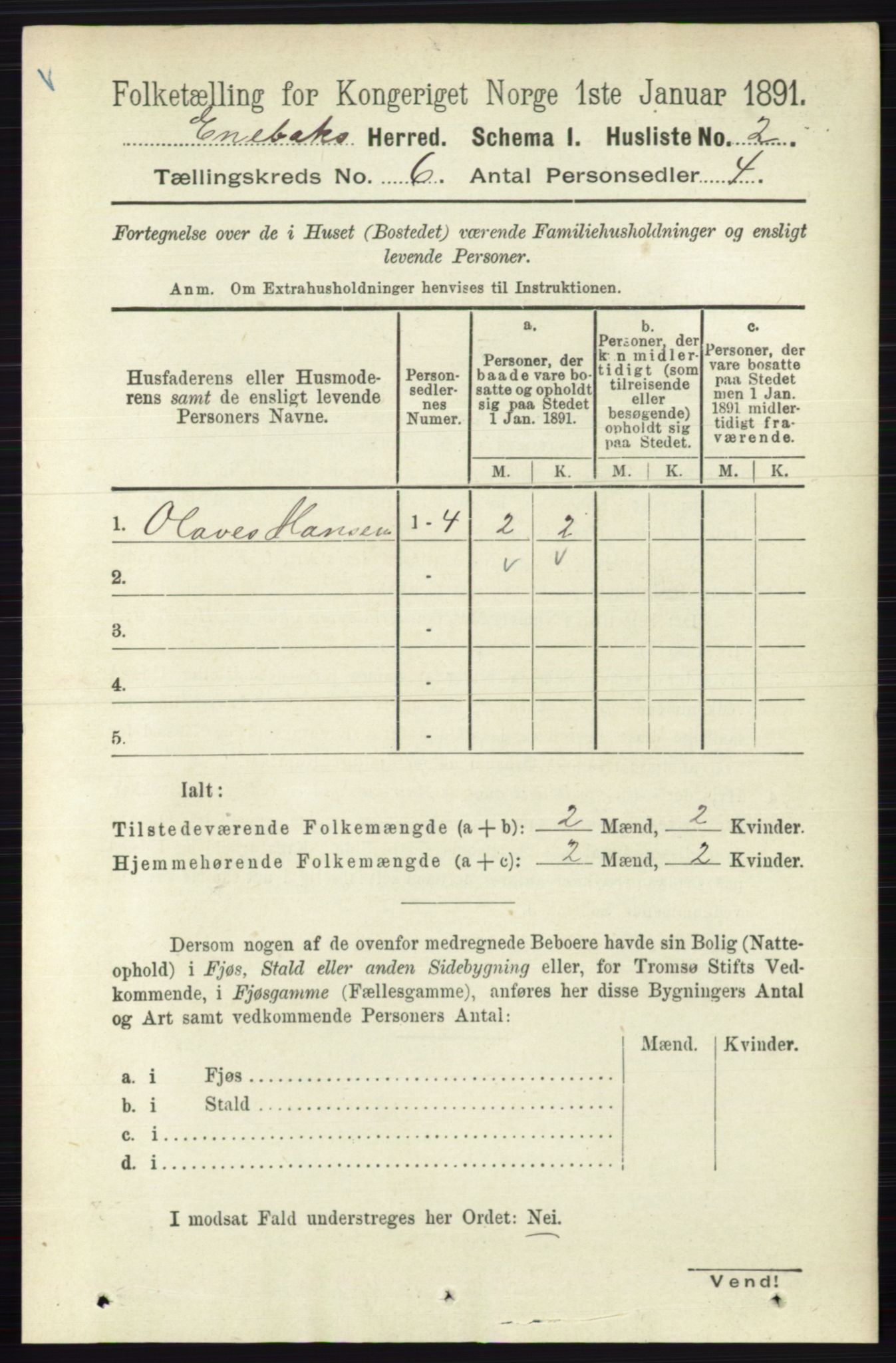 RA, 1891 census for 0229 Enebakk, 1891, p. 2795