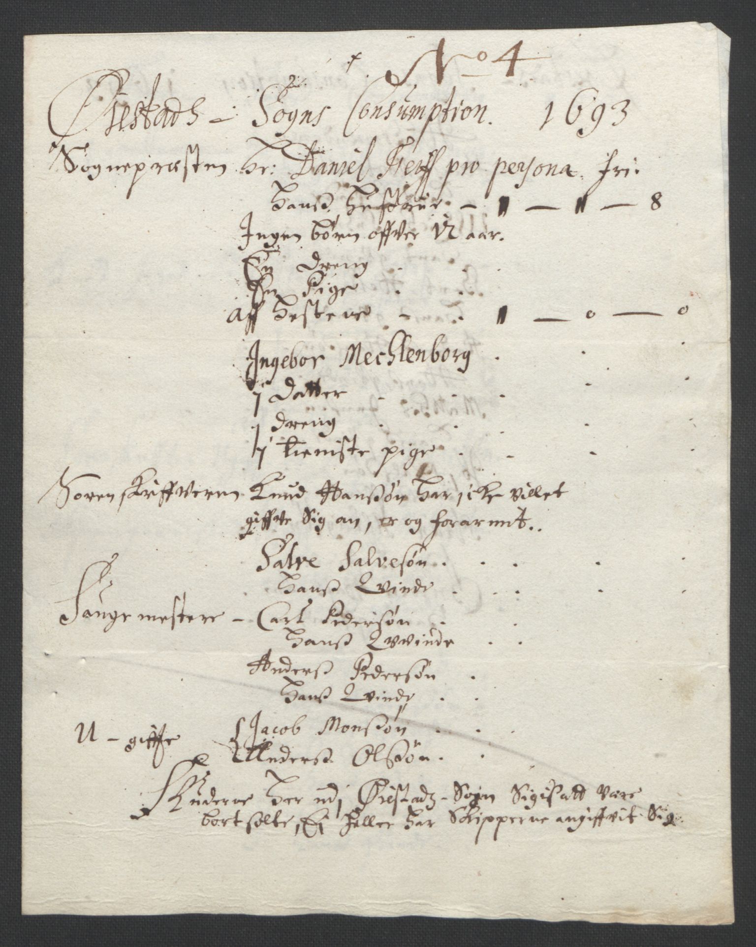 Rentekammeret inntil 1814, Reviderte regnskaper, Fogderegnskap, AV/RA-EA-4092/R39/L2312: Fogderegnskap Nedenes, 1693-1695, p. 52