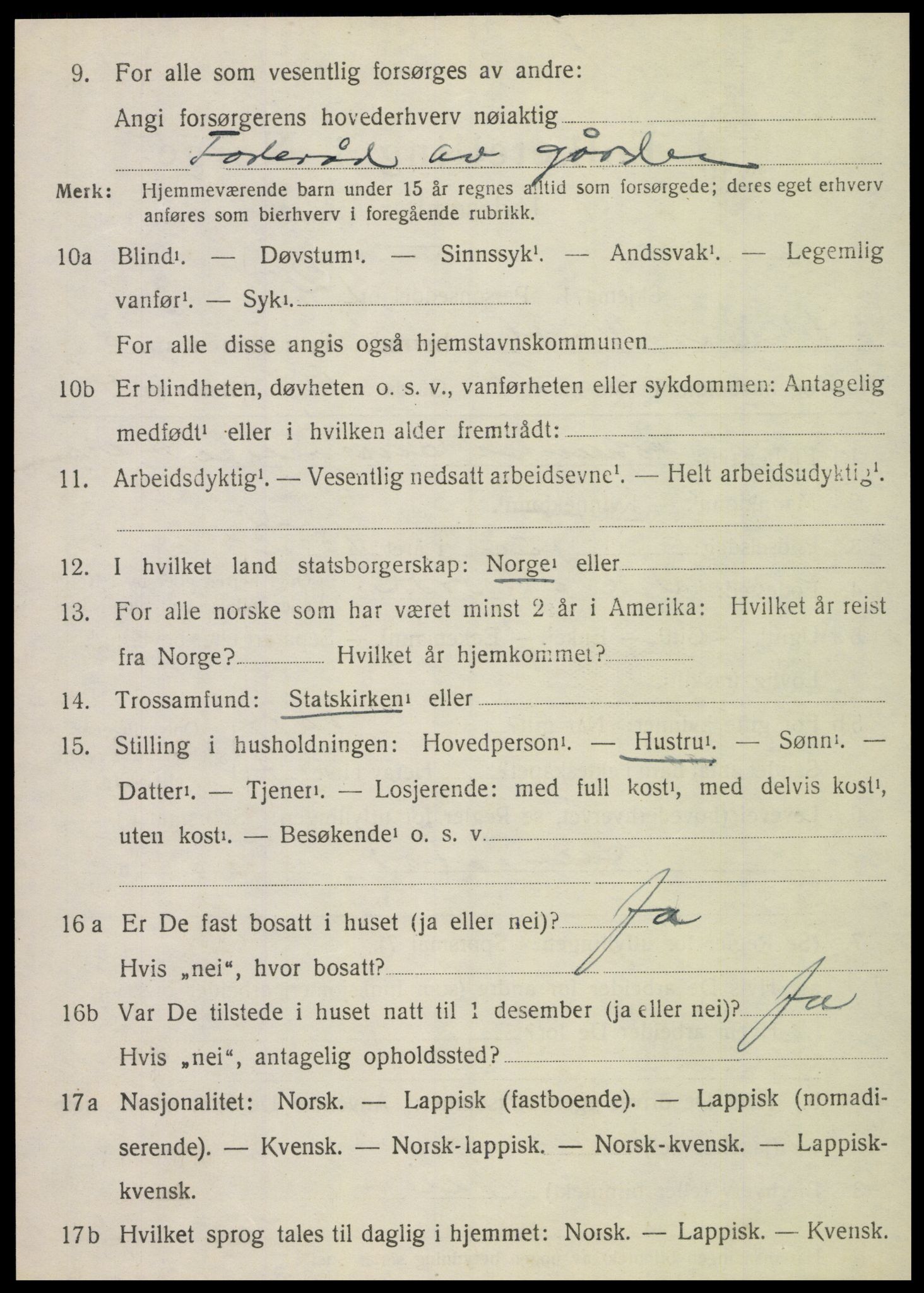 SAT, 1920 census for Vik, 1920, p. 5478