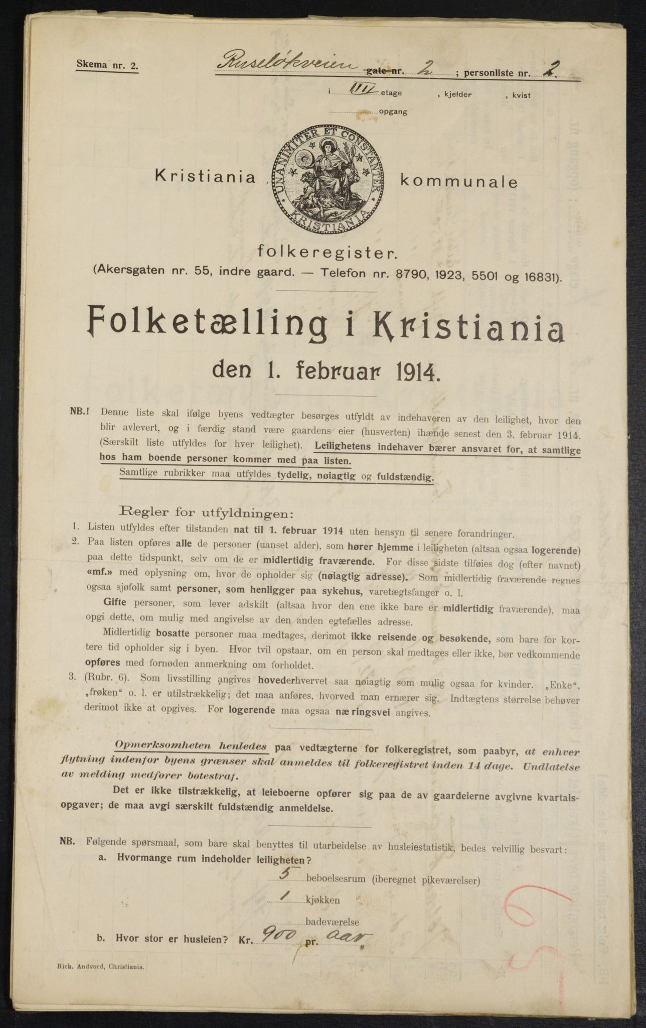 OBA, Municipal Census 1914 for Kristiania, 1914, p. 84496