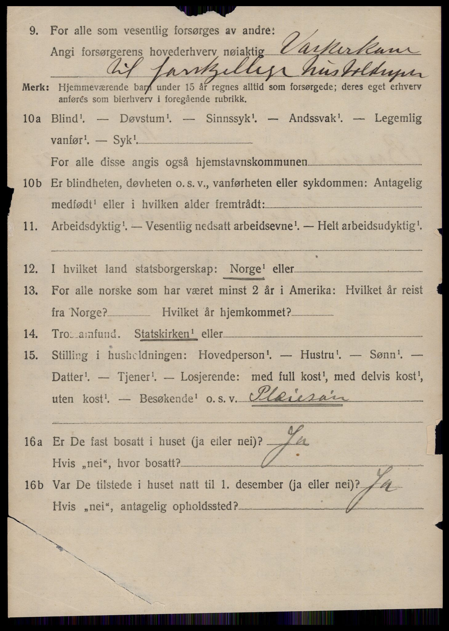 SAT, 1920 census for Borgund, 1920, p. 15055