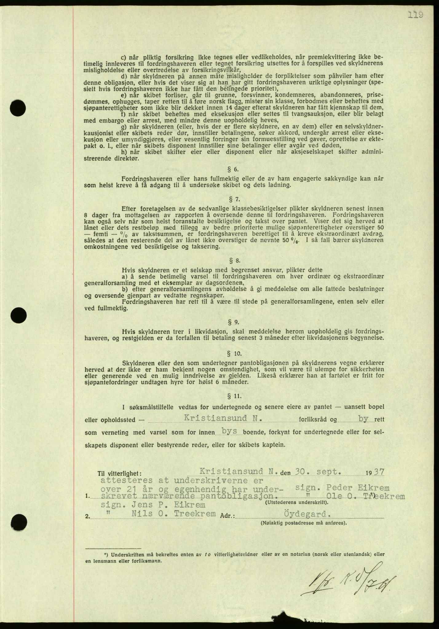 Nordmøre sorenskriveri, AV/SAT-A-4132/1/2/2Ca/L0092: Mortgage book no. B82, 1937-1938, Diary no: : 2545/1937