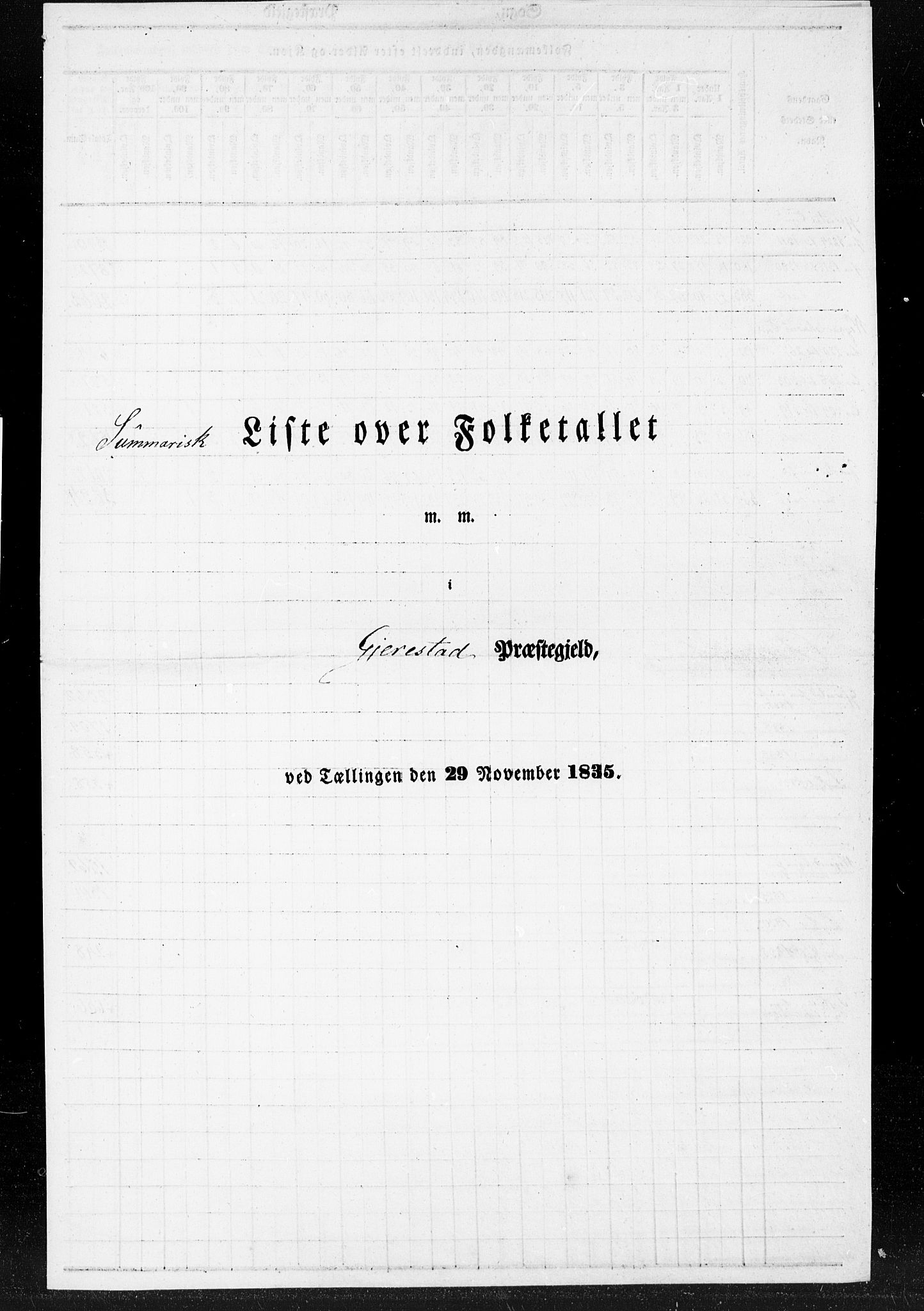 , Census 1835 for Gjerstad, 1835, p. 12