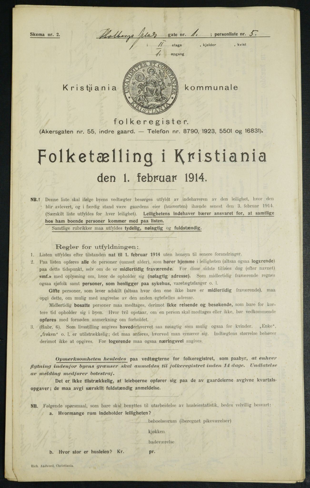 OBA, Municipal Census 1914 for Kristiania, 1914, p. 40584