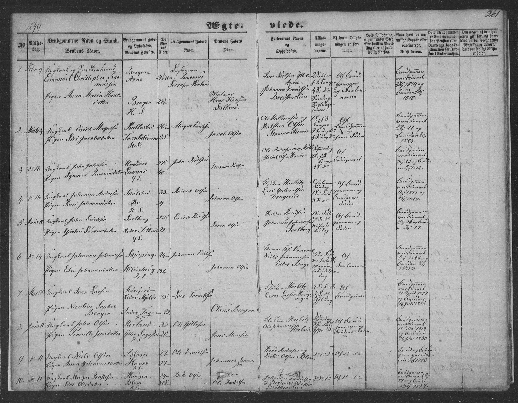 Haus sokneprestembete, SAB/A-75601/H/Haa: Parish register (official) no. A 16 II, 1848-1857, p. 261