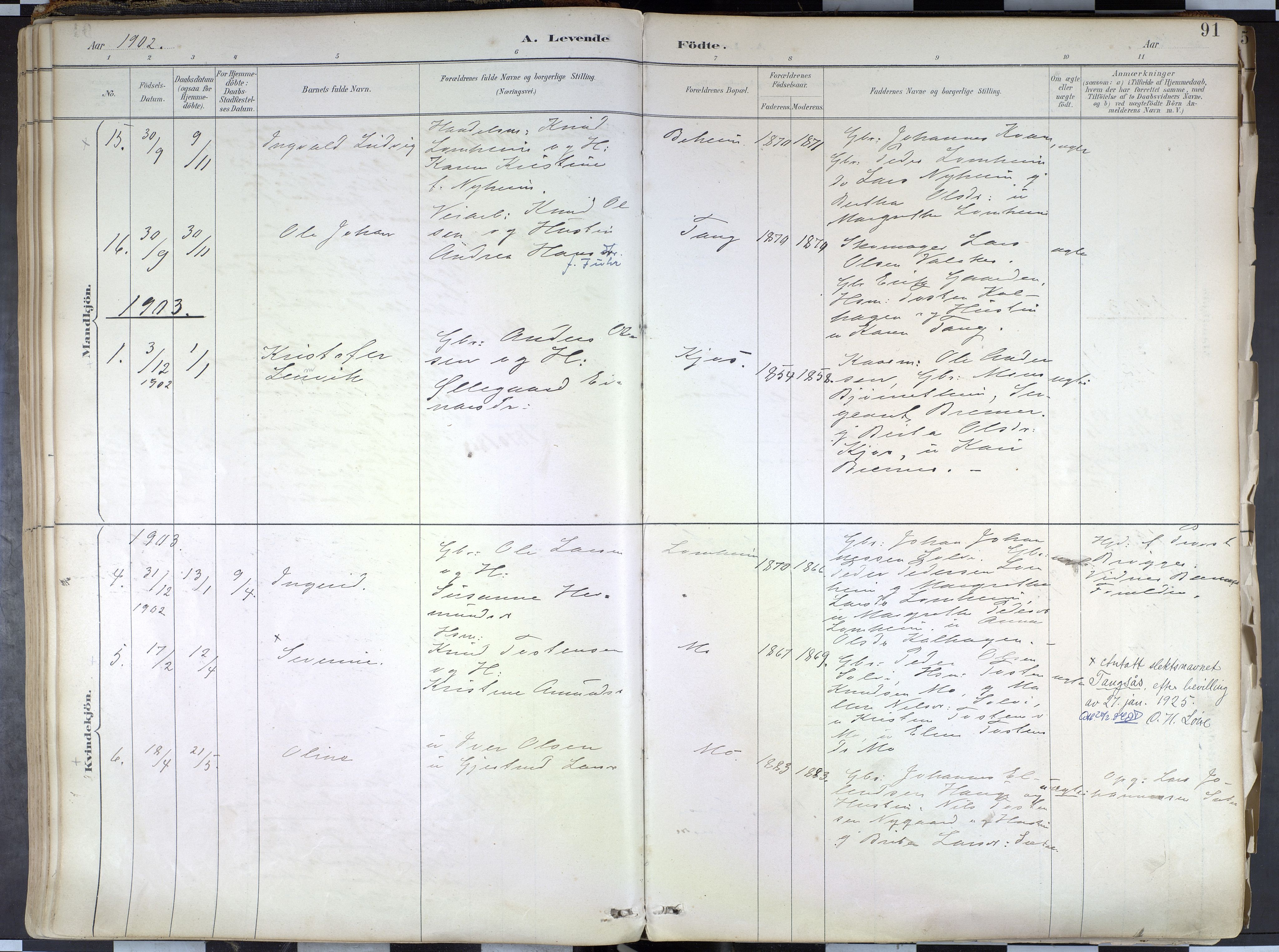 Hafslo sokneprestembete, AV/SAB-A-80301/H/Haa/Haab/L0001: Parish register (official) no. B 1, 1886-1945, p. 91