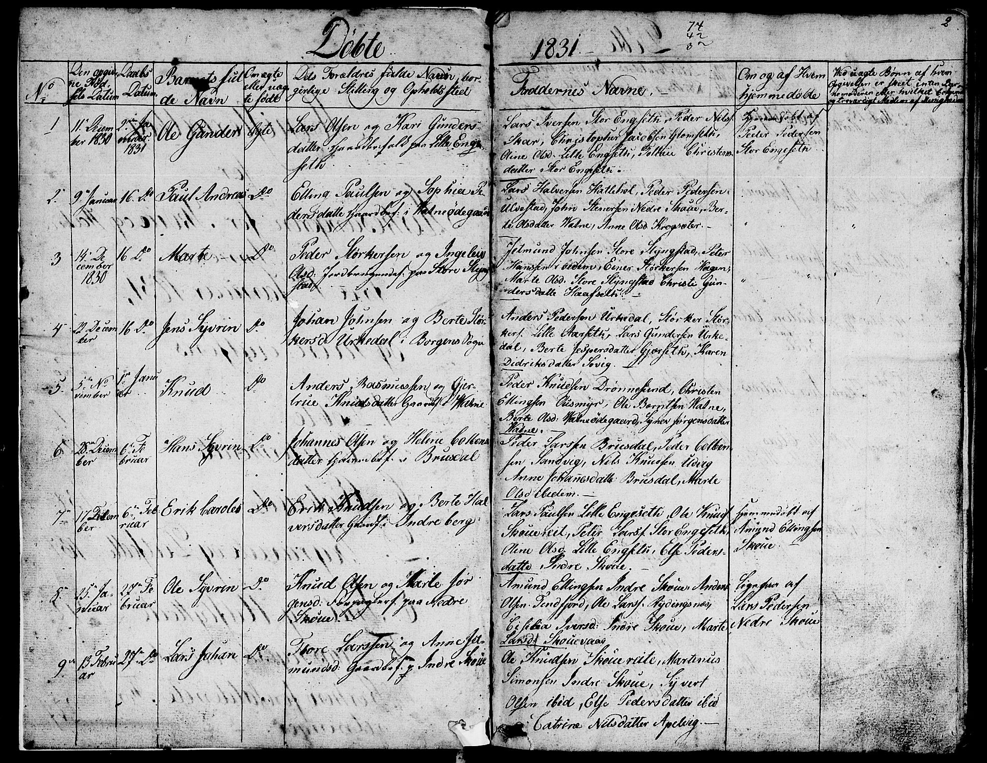 Ministerialprotokoller, klokkerbøker og fødselsregistre - Møre og Romsdal, AV/SAT-A-1454/524/L0361: Parish register (copy) no. 524C02, 1831-1840, p. 2