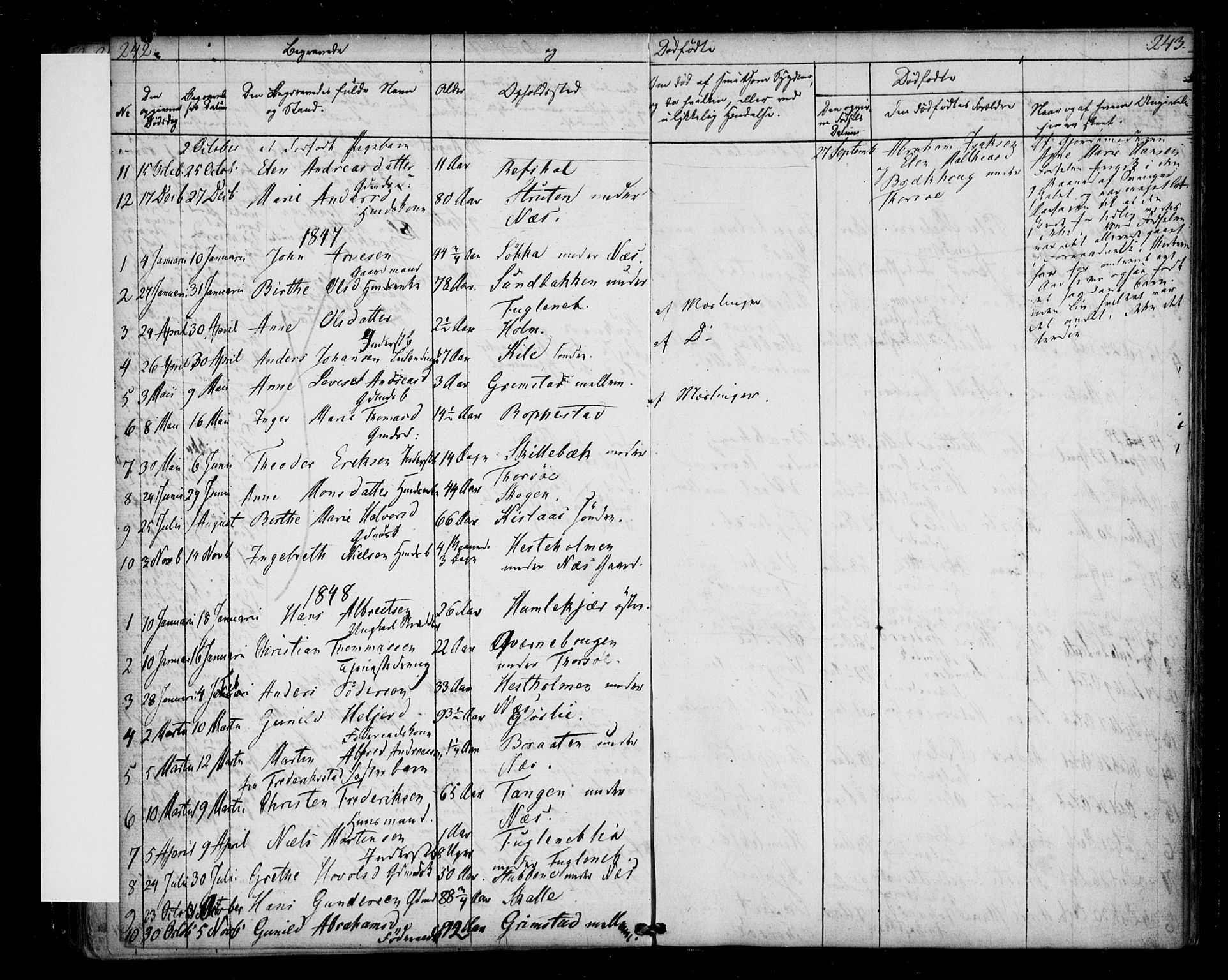 Borge prestekontor Kirkebøker, AV/SAO-A-10903/F/Fb/L0001: Parish register (official) no. II 1, 1836-1852, p. 242-243