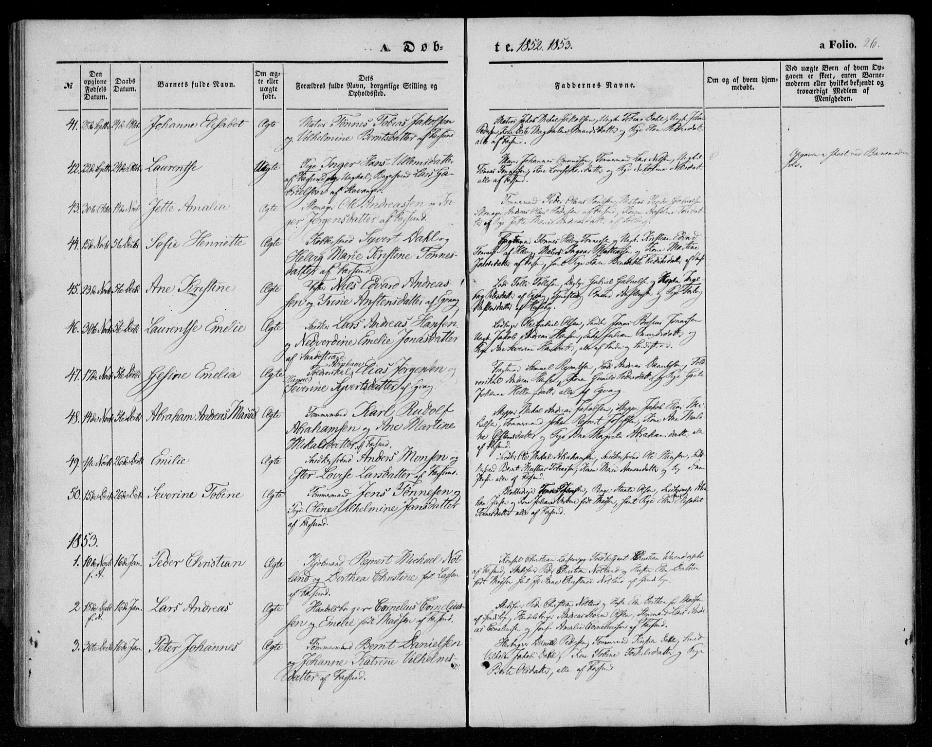 Farsund sokneprestkontor, AV/SAK-1111-0009/F/Fa/L0004: Parish register (official) no. A 4, 1847-1863, p. 26