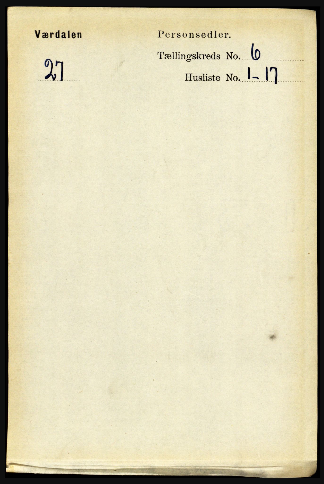 RA, 1891 census for 1721 Verdal, 1891, p. 3558