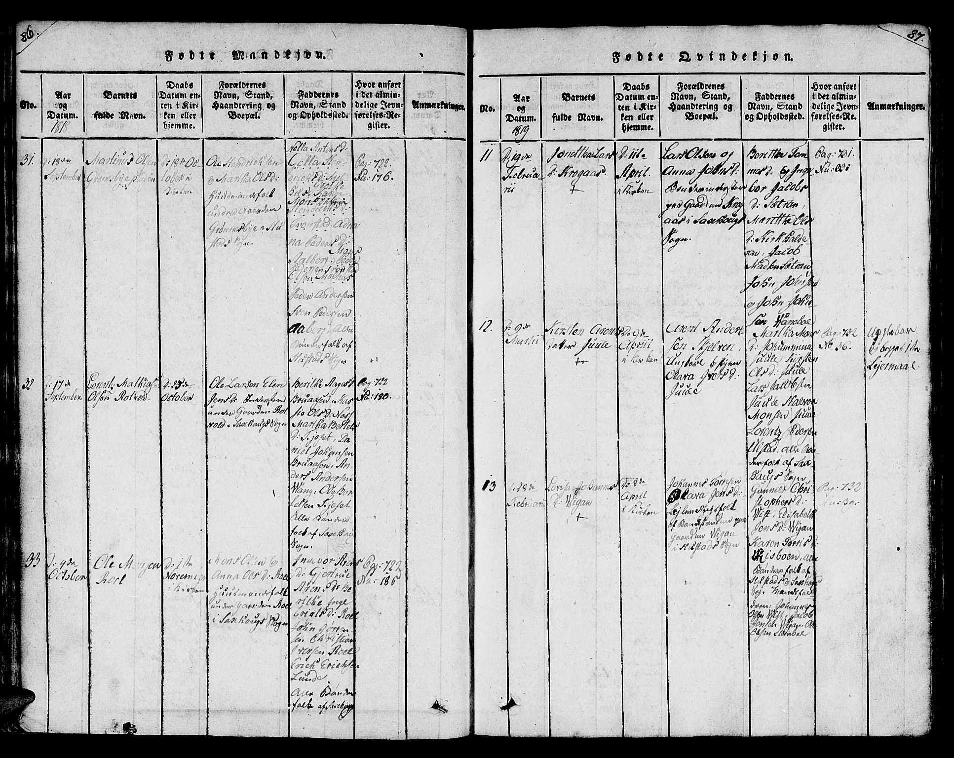 Ministerialprotokoller, klokkerbøker og fødselsregistre - Nord-Trøndelag, AV/SAT-A-1458/730/L0275: Parish register (official) no. 730A04, 1816-1822, p. 86-87