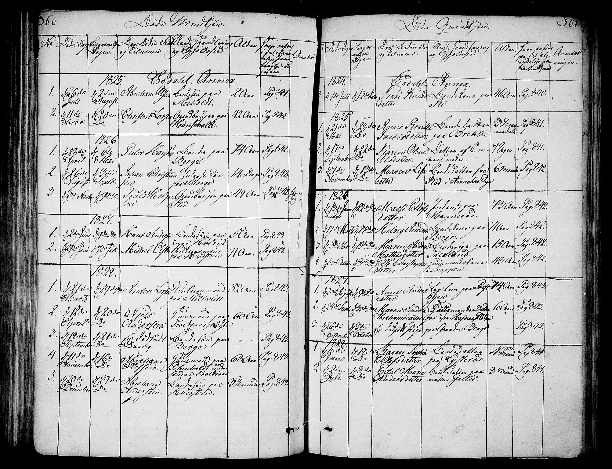 Andebu kirkebøker, SAKO/A-336/F/Fa/L0003: Parish register (official) no. 3 /3, 1815-1828, p. 360-361
