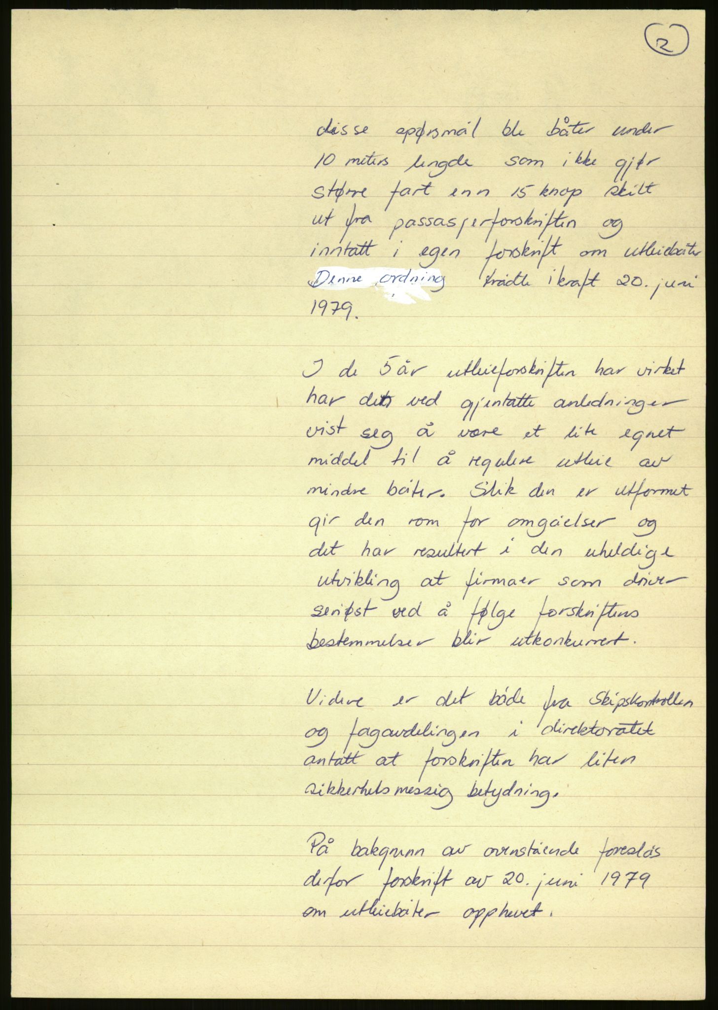 Sjøfartsdirektoratet med forløpere, generelt arkiv, AV/RA-S-1407/D/Du/Duc/L0642/0001: Skipskontrollen - Forskrifter / Forskrift om utleiebåter (2 mapper), 1978-1987, p. 501