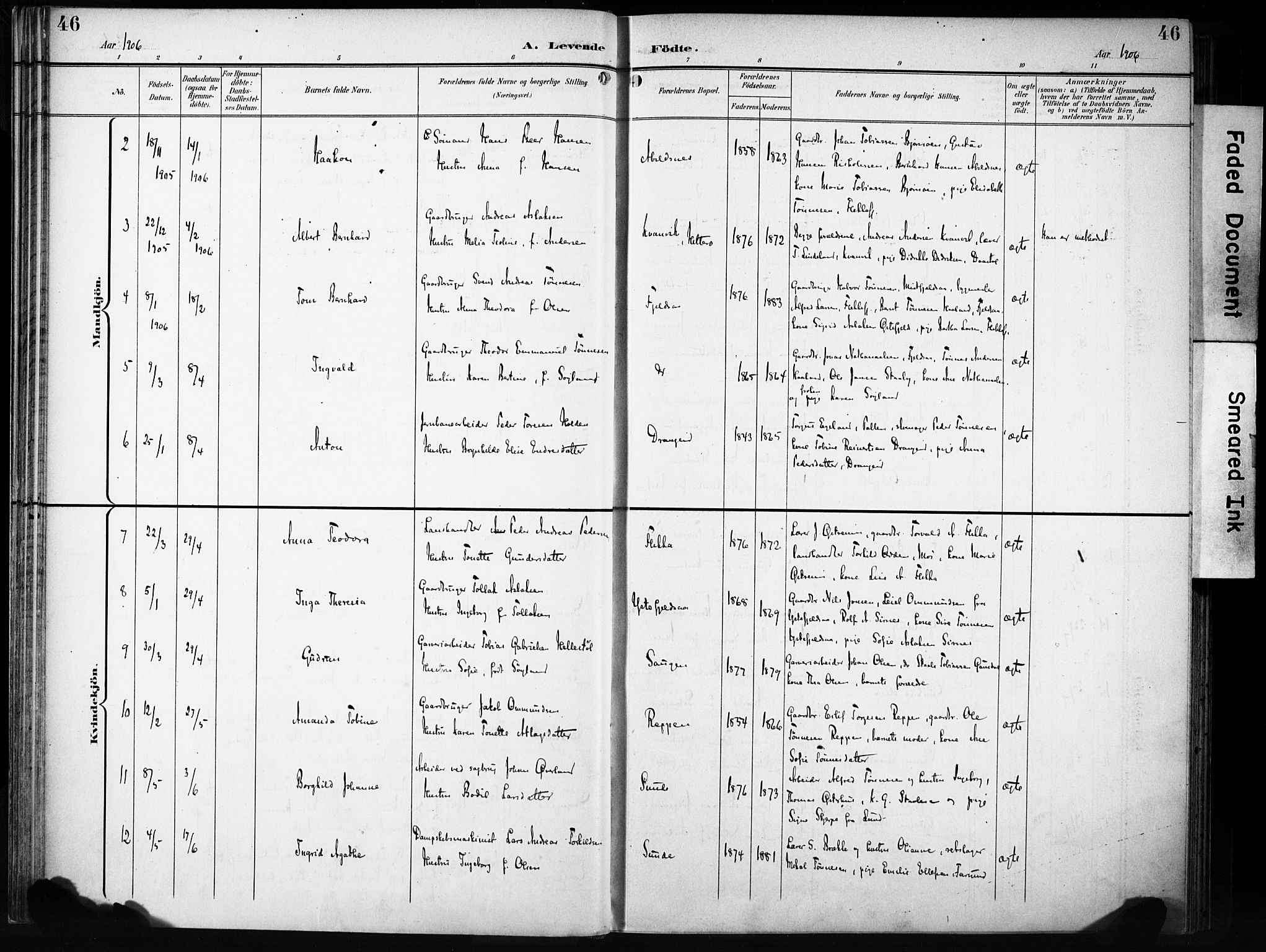 Flekkefjord sokneprestkontor, AV/SAK-1111-0012/F/Fa/Fac/L0009: Parish register (official) no. A 9, 1899-1909, p. 46