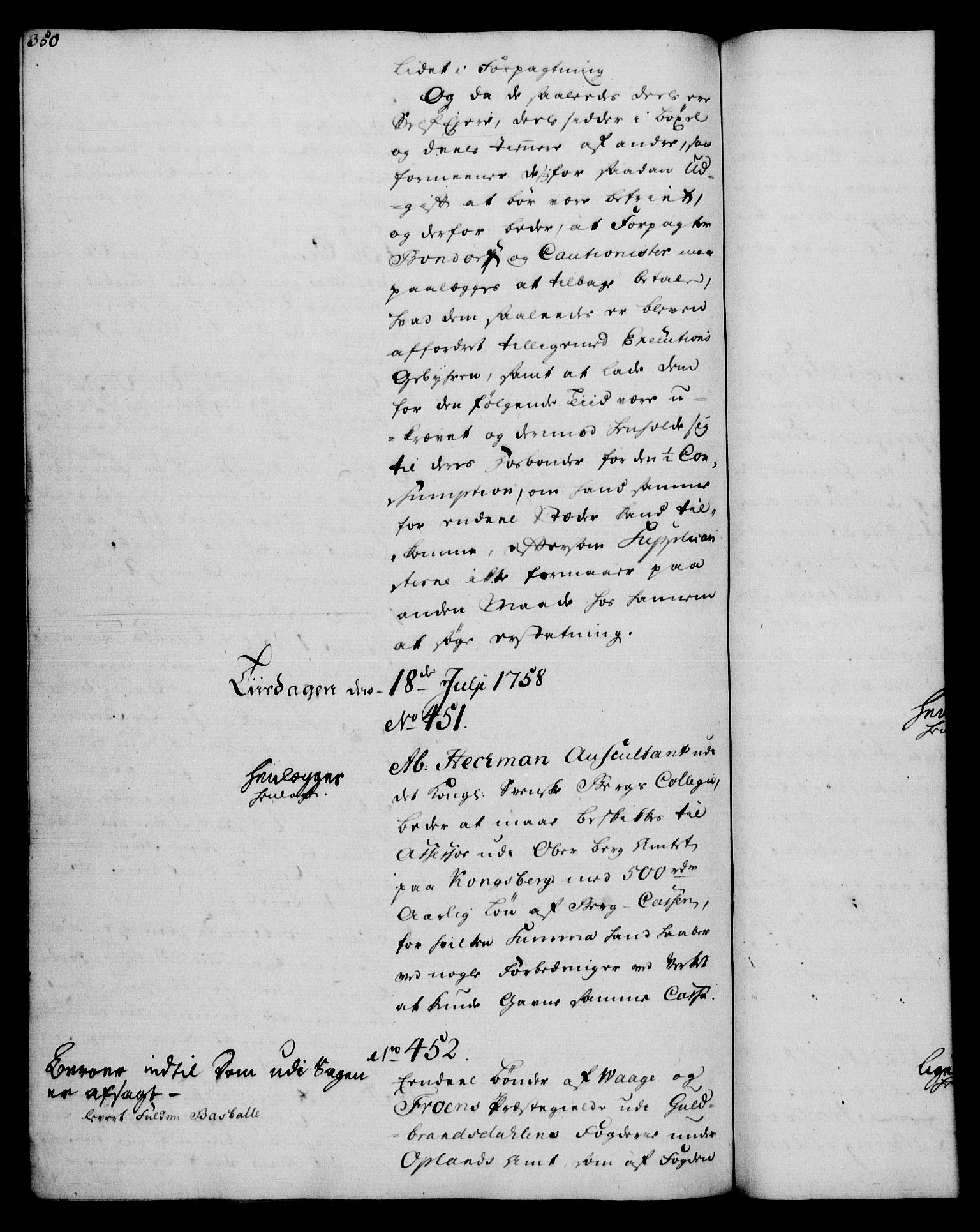 Rentekammeret, Kammerkanselliet, AV/RA-EA-3111/G/Gh/Gha/L0034: Norsk ekstraktmemorialprotokoll (merket RK 53.79), 1756-1759, p. 350
