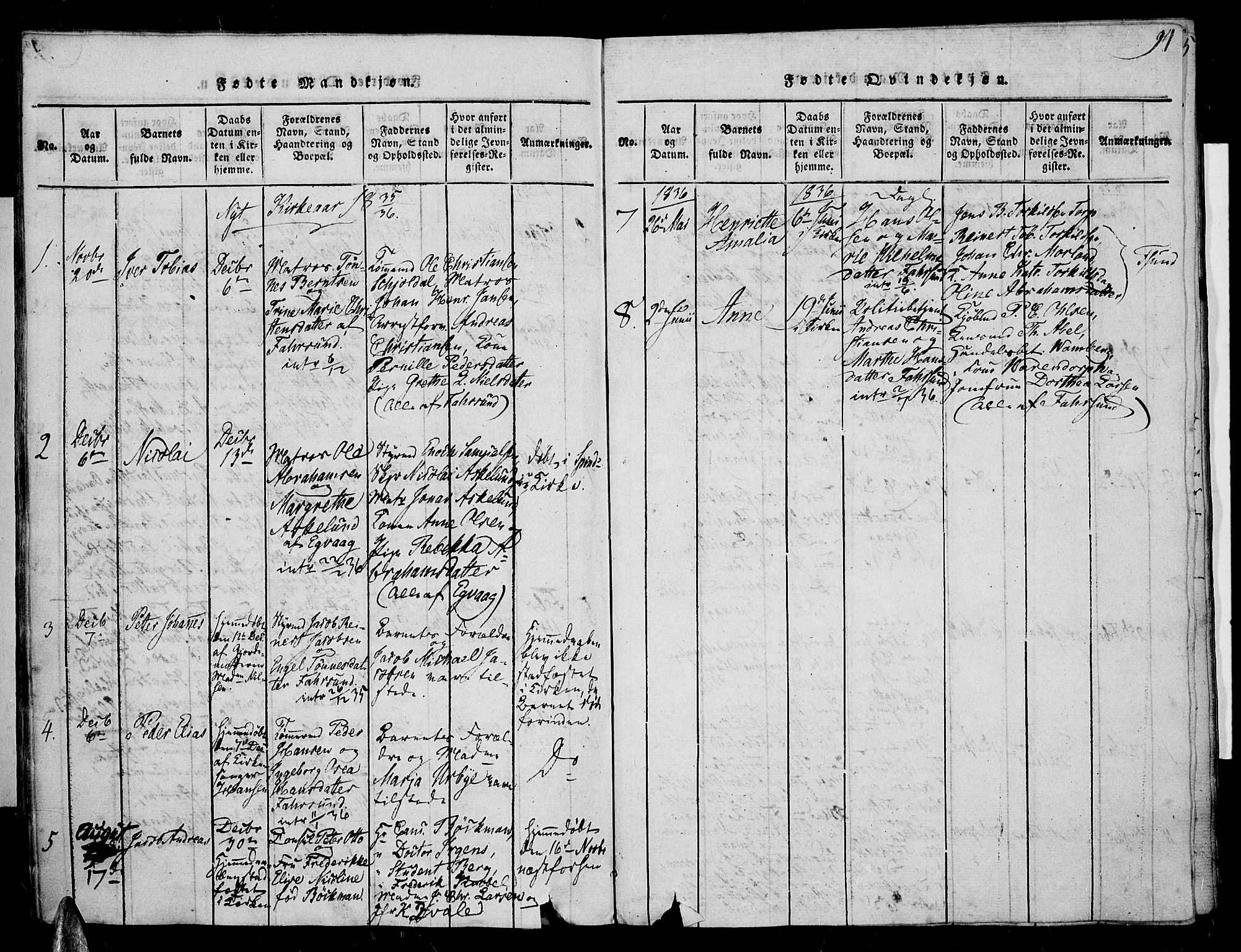 Farsund sokneprestkontor, SAK/1111-0009/F/Fa/L0002: Parish register (official) no. A 2, 1815-1836, p. 94