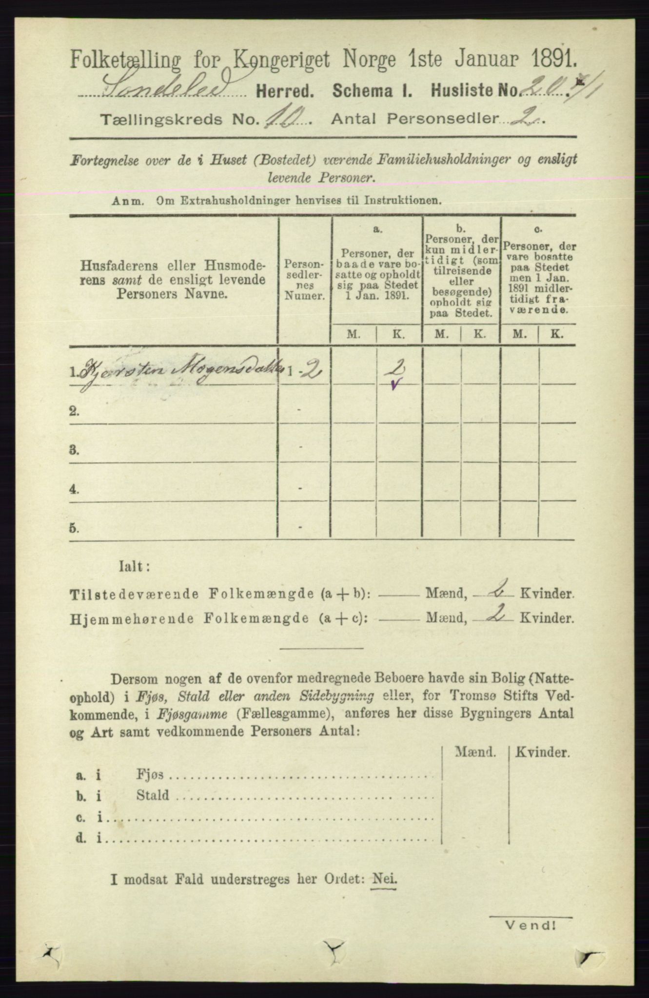 RA, 1891 census for 0913 Søndeled, 1891, p. 3053