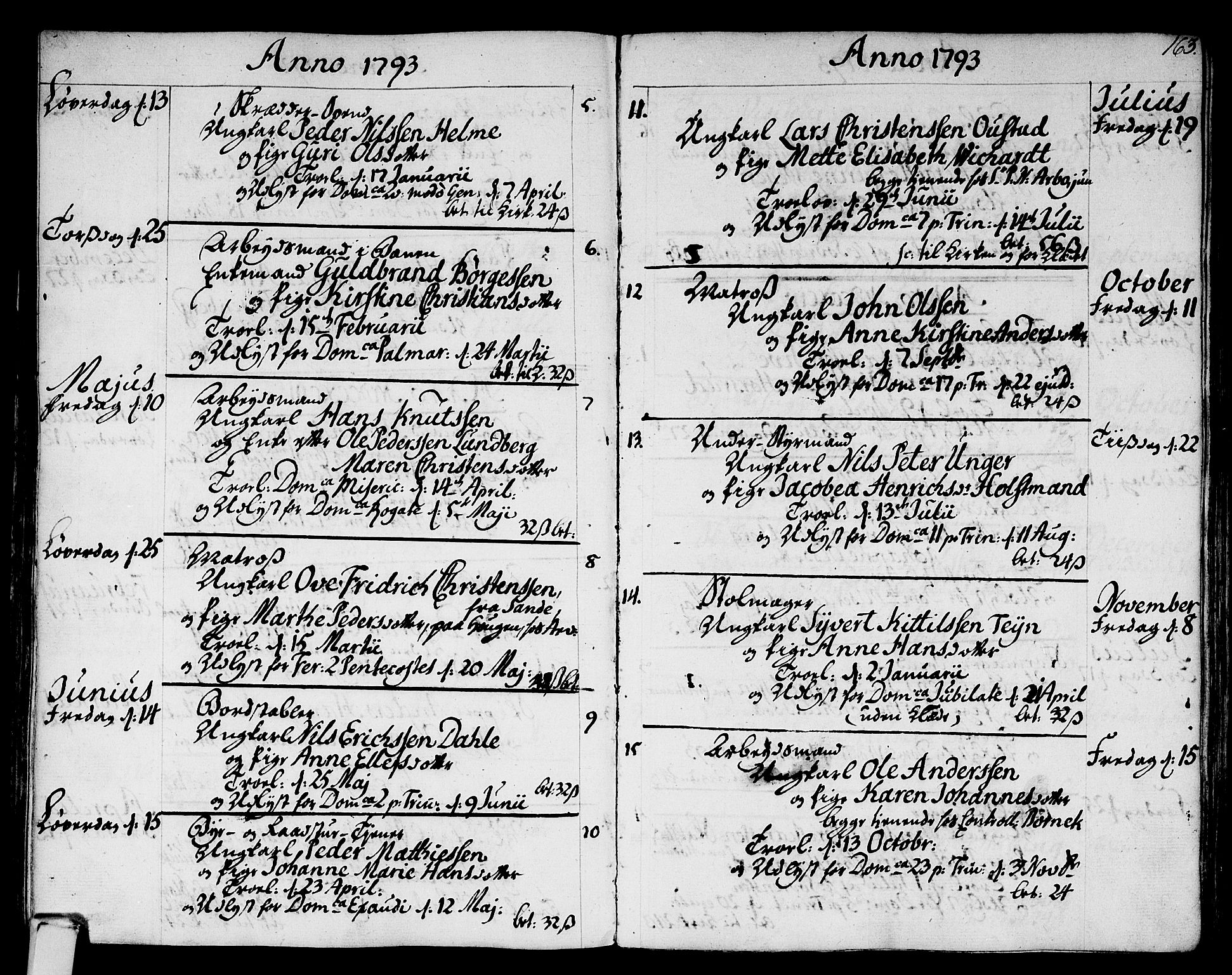Strømsø kirkebøker, SAKO/A-246/F/Fa/L0010: Parish register (official) no. I 10, 1792-1822, p. 163