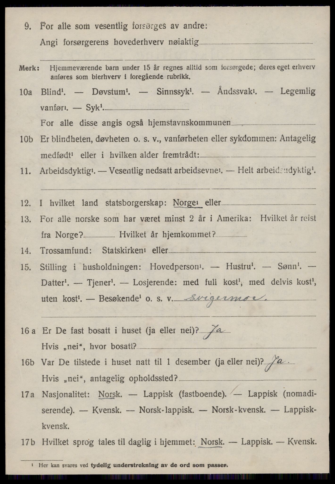 SAT, 1920 census for Hemne, 1920, p. 7271