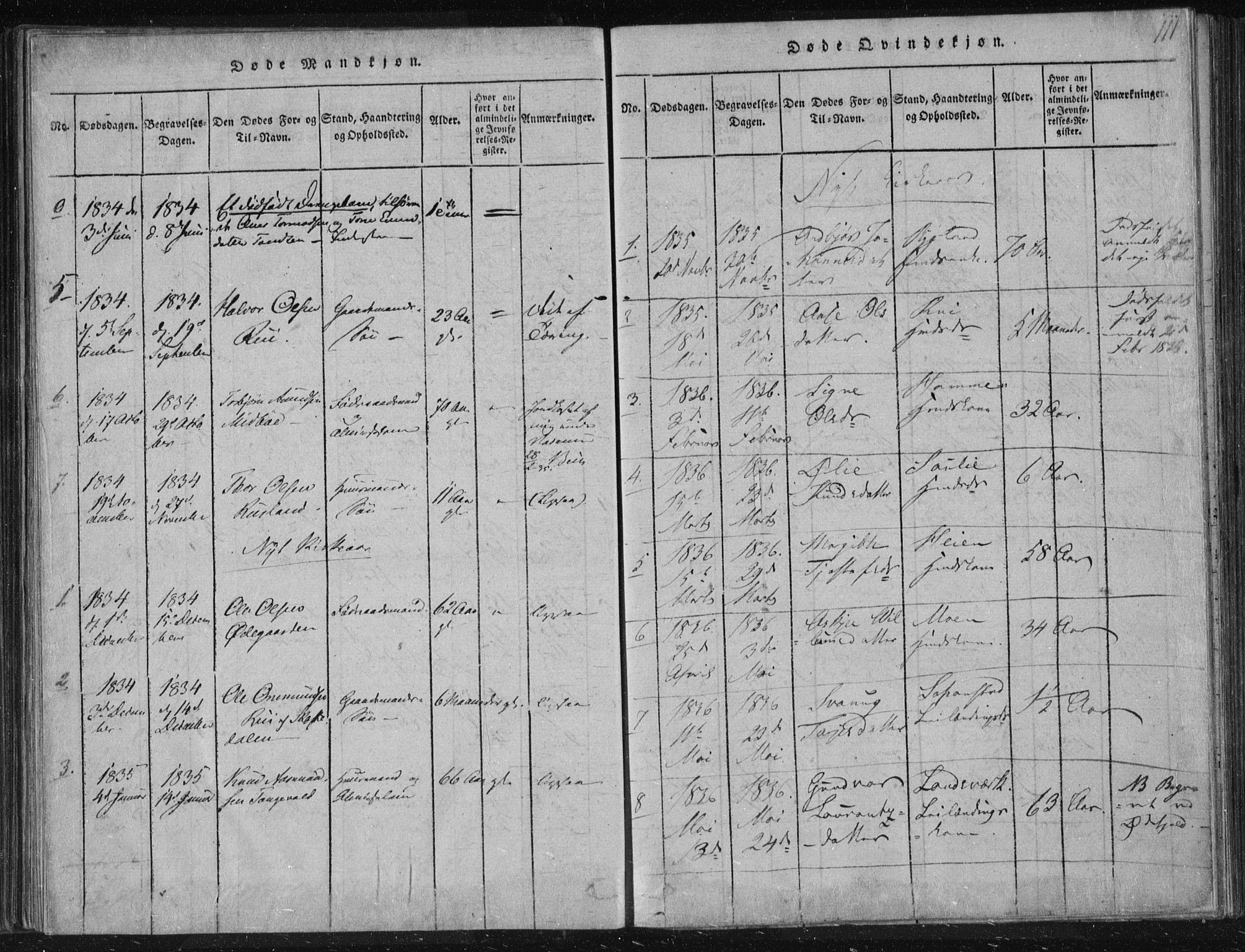 Lårdal kirkebøker, AV/SAKO-A-284/F/Fc/L0001: Parish register (official) no. III 1, 1815-1860, p. 111