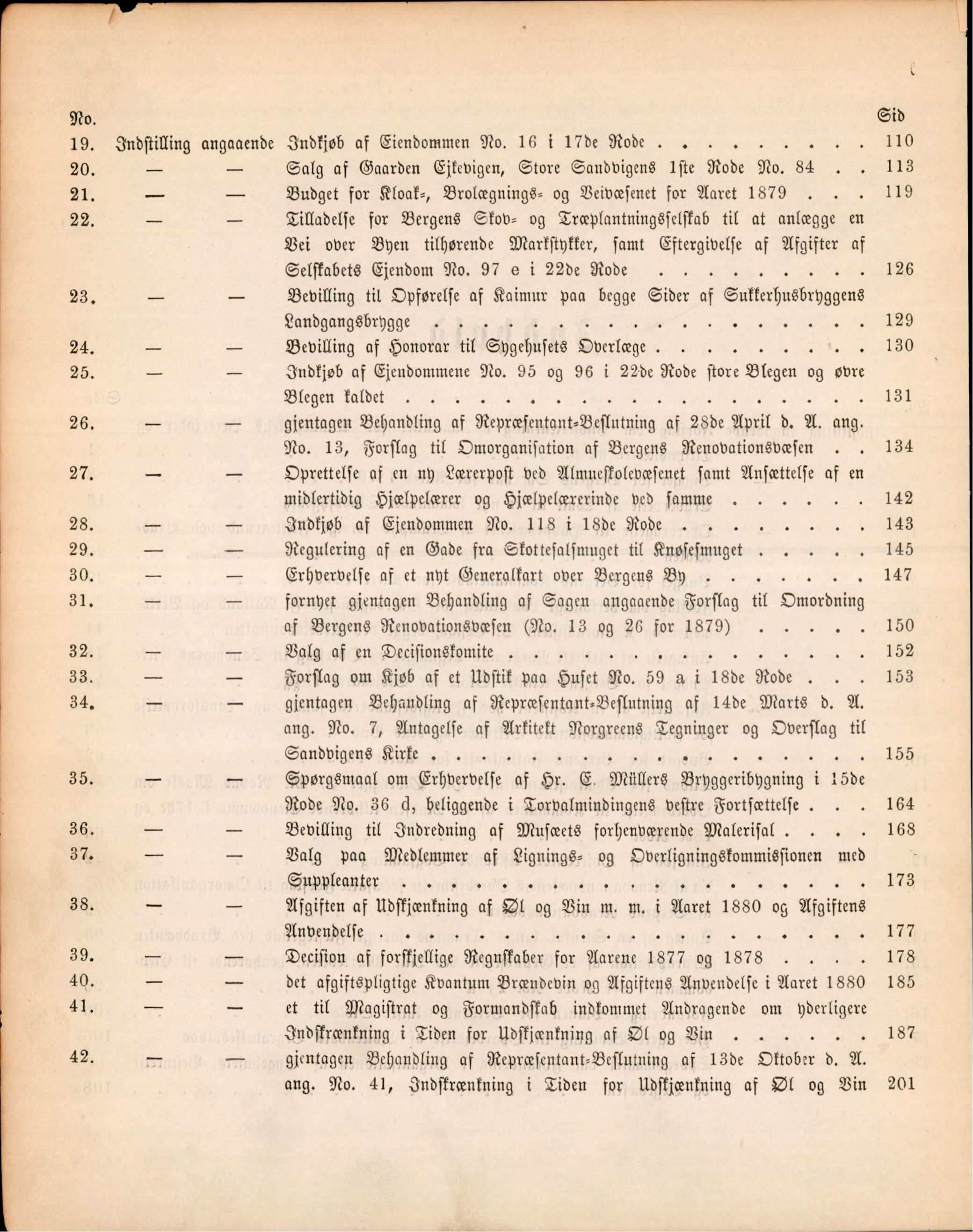 Bergen kommune. Formannskapet, BBA/A-0003/Ad/L0034: Bergens Kommuneforhandlinger, 1879