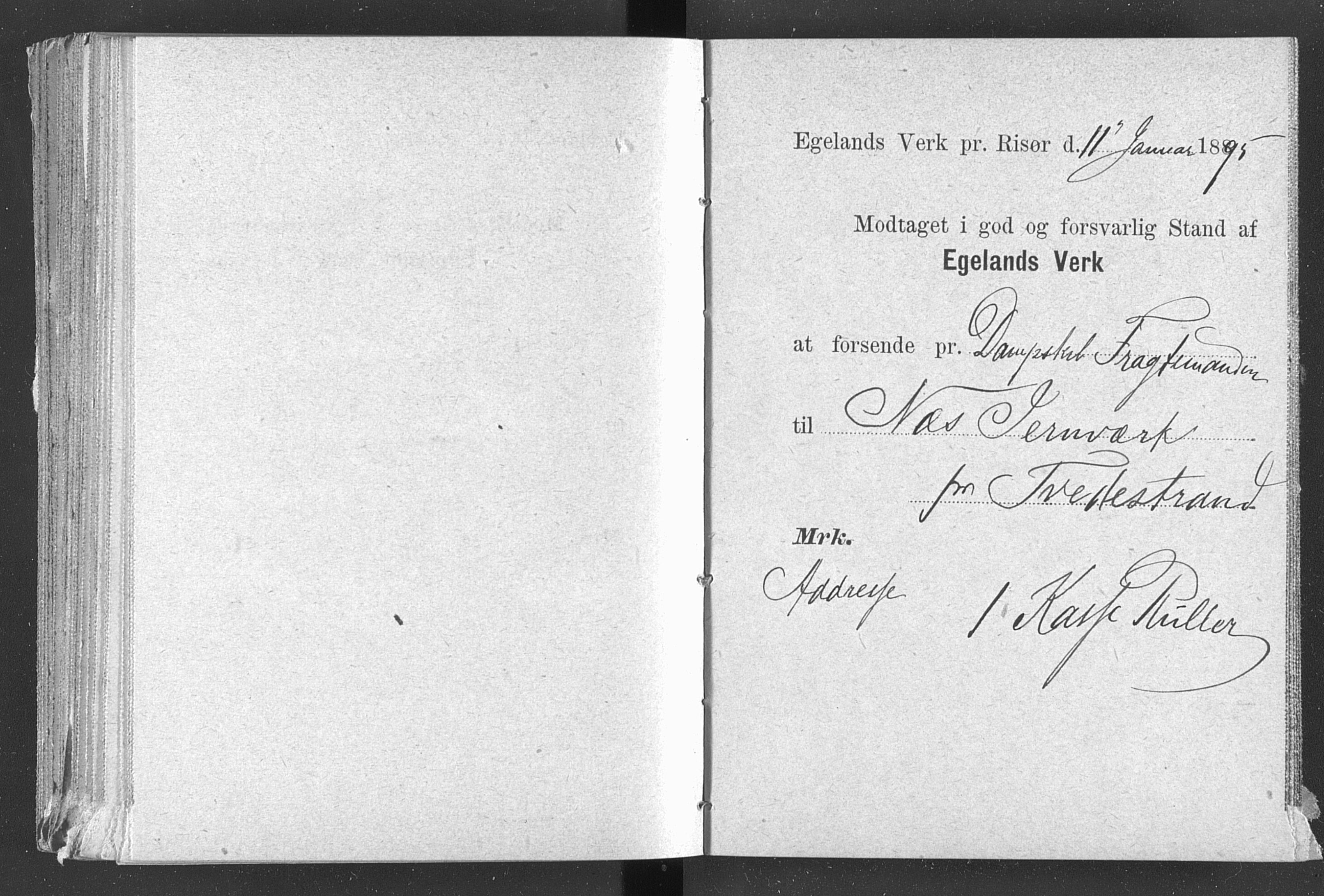 Egelands Jernverk, AAKS/PA-1907/01/L0029: Kvitteringsbok, 1888-1895