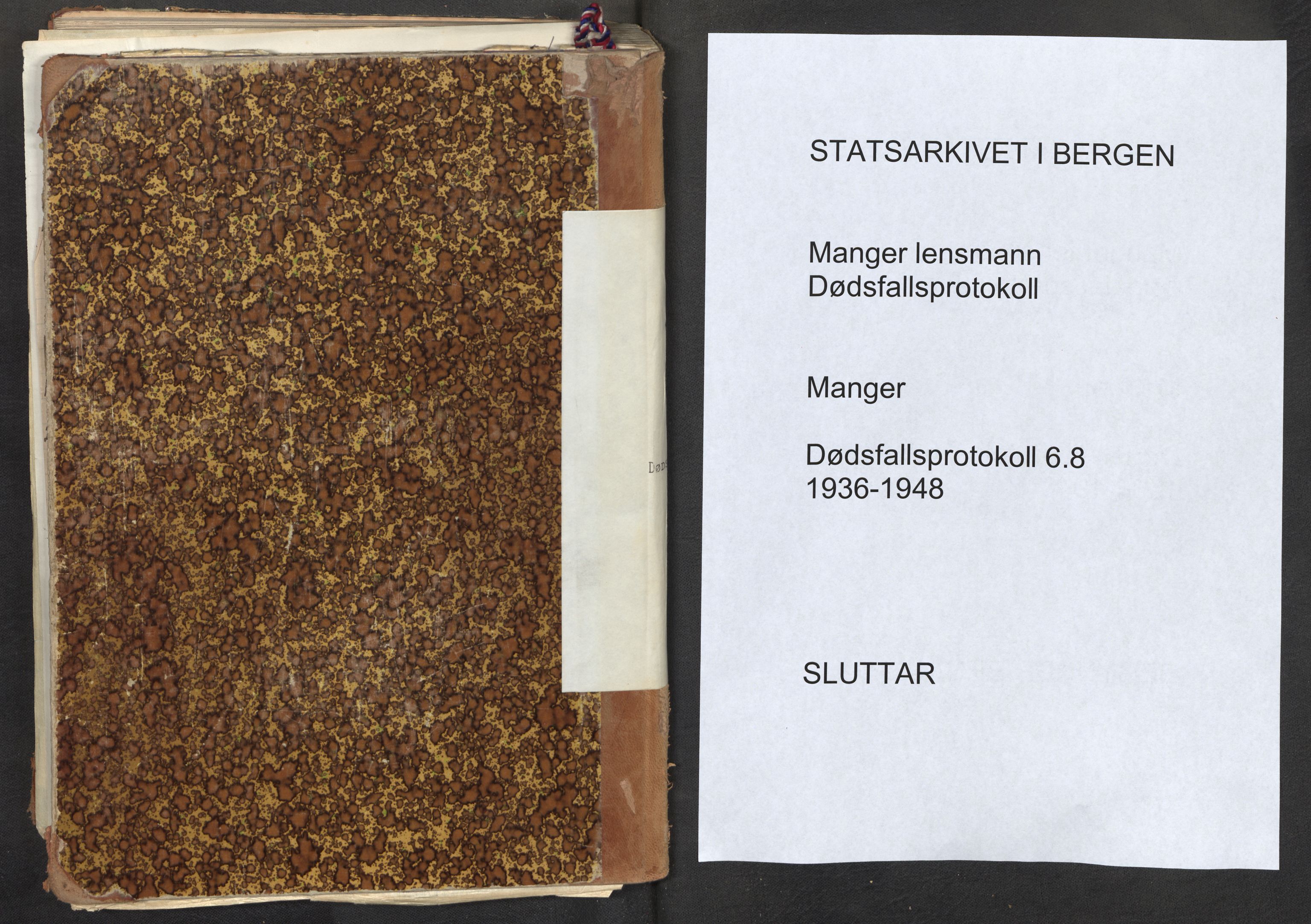 Lensmannen i Manger, AV/SAB-A-33701/0006/L0008a: Dødsfallprotokoll, 1936-1948