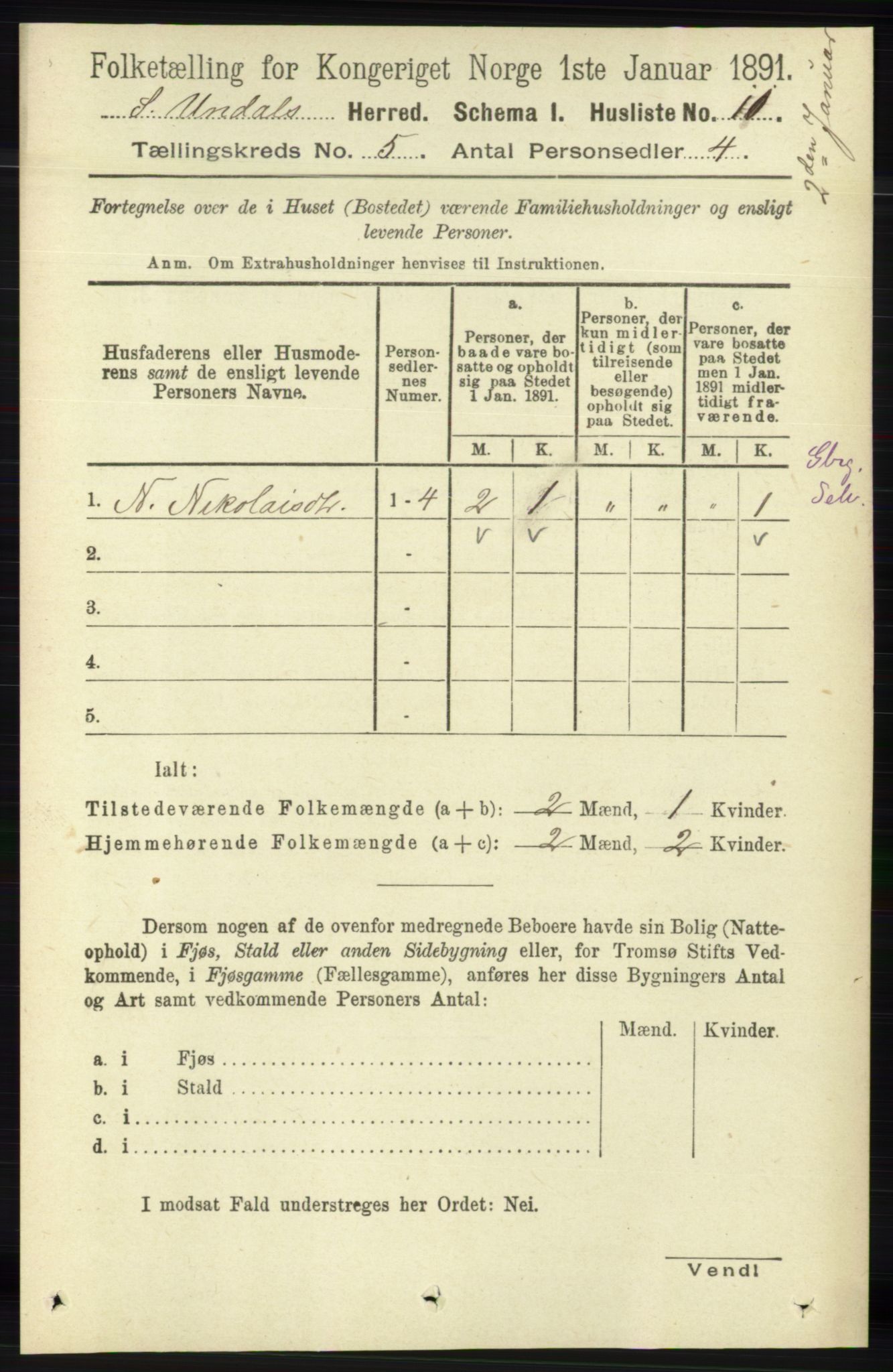 RA, 1891 census for 1029 Sør-Audnedal, 1891, p. 1839