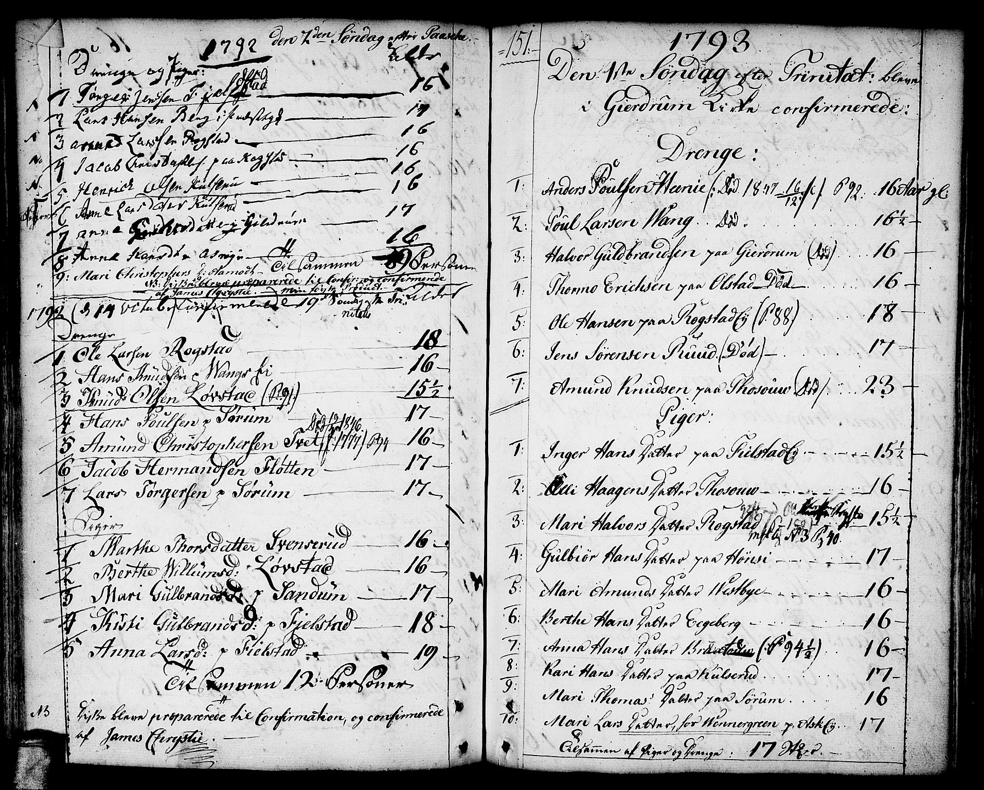 Gjerdrum prestekontor Kirkebøker, AV/SAO-A-10412b/F/Fa/L0002: Parish register (official) no. I 2, 1737-1797, p. 151