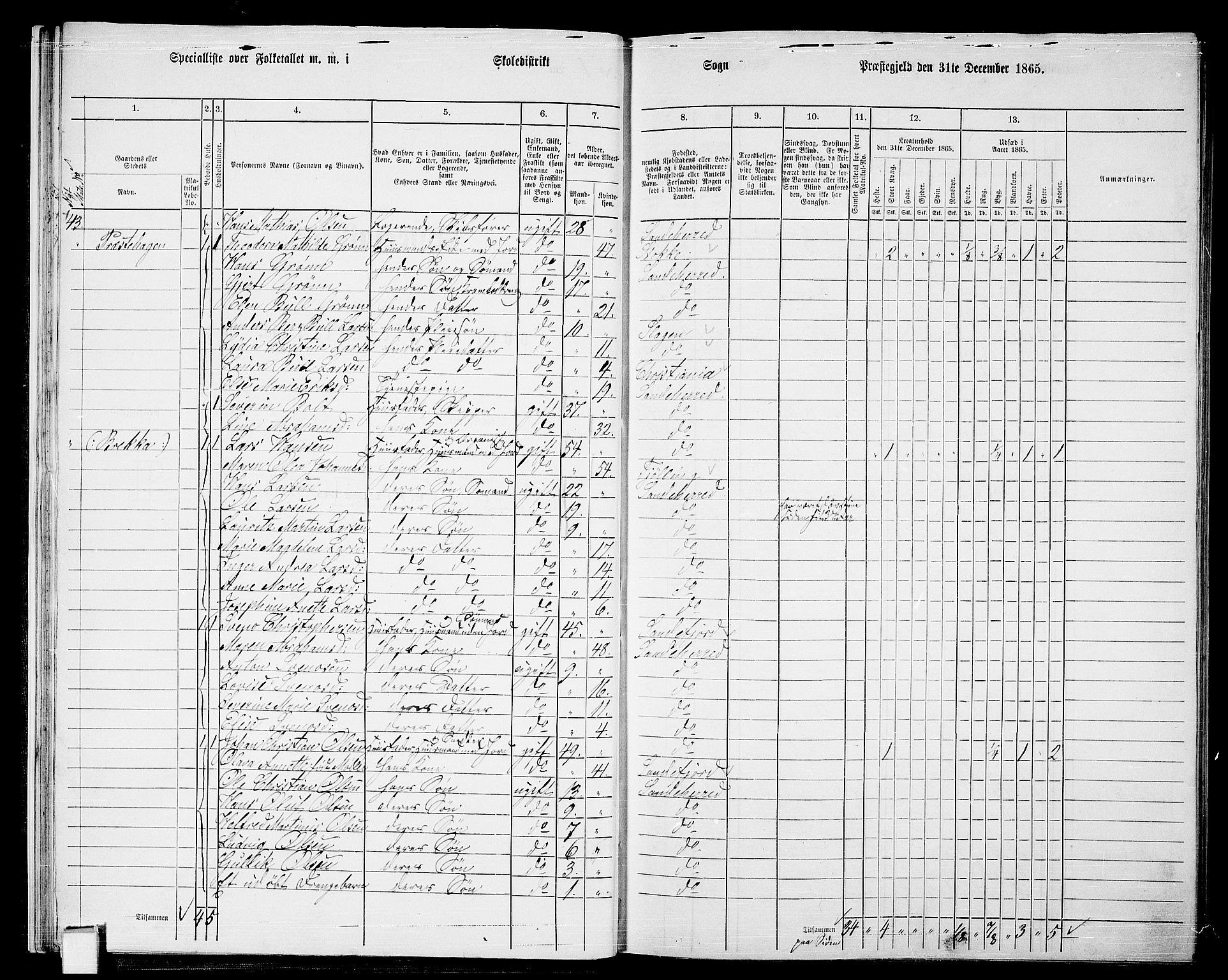 RA, 1865 census for Sandeherred/Sandeherred, 1865, p. 23