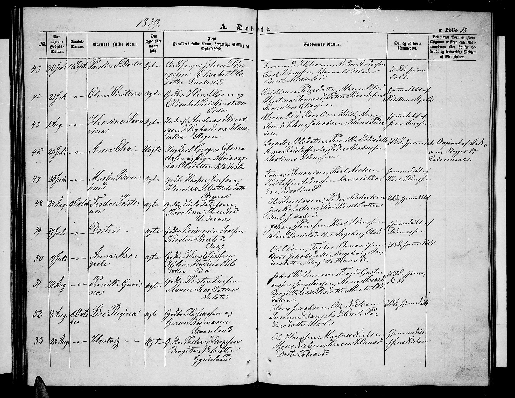 Ministerialprotokoller, klokkerbøker og fødselsregistre - Nordland, SAT/A-1459/855/L0814: Parish register (copy) no. 855C03, 1851-1864, p. 38