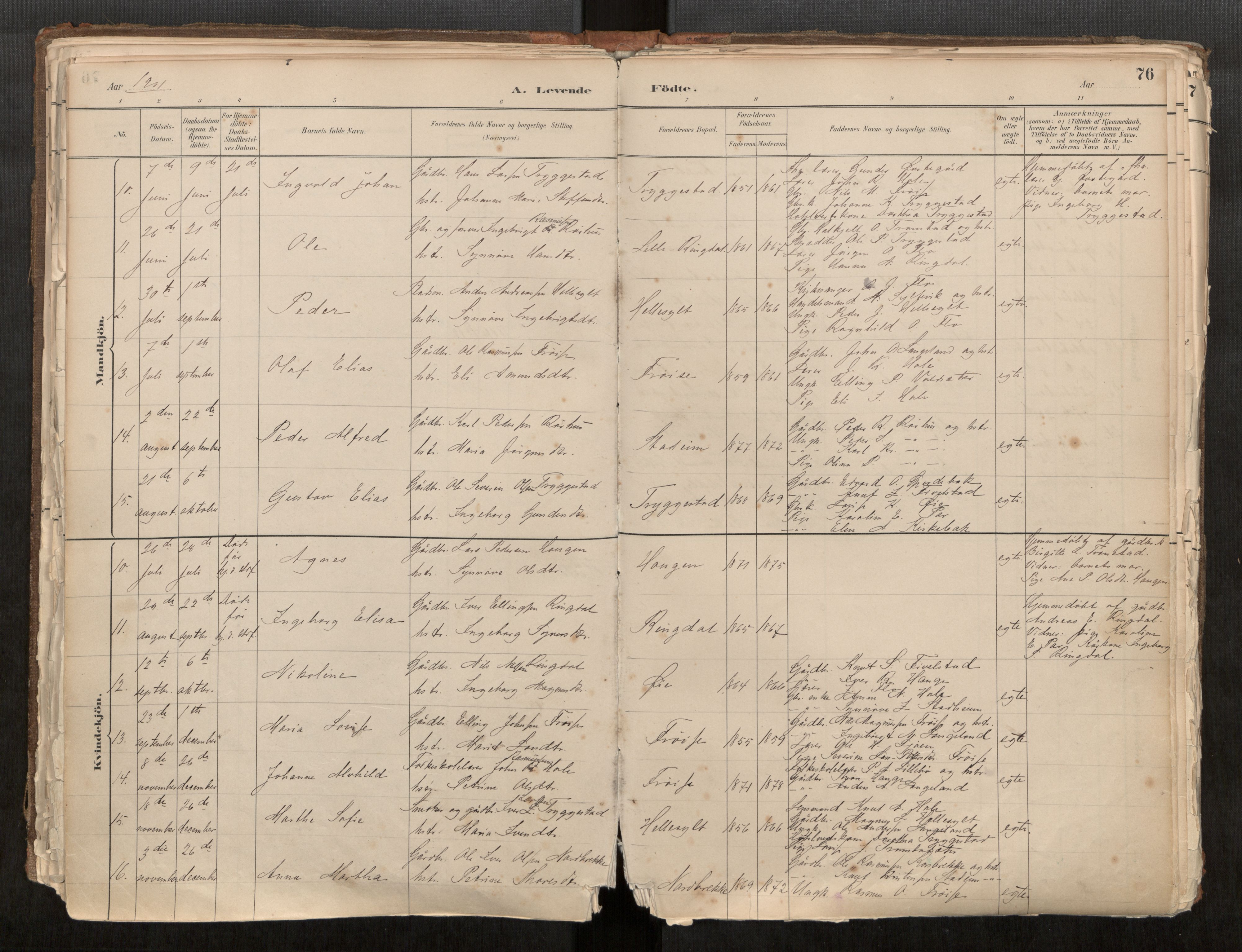 Sunnylven sokneprestkontor, SAT/A-1007: Parish register (official) no. 517A08, 1882-1939, p. 76