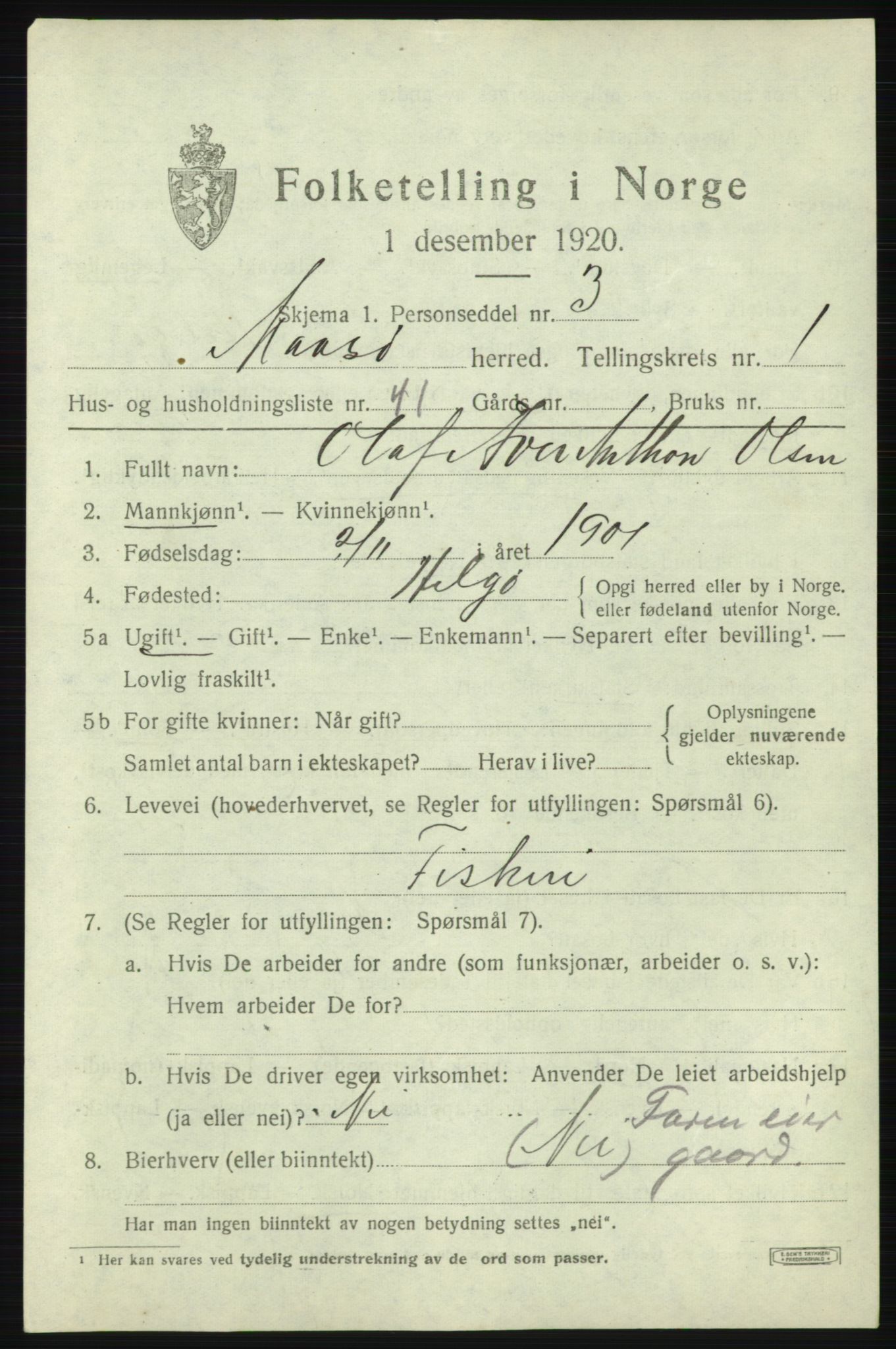 SATØ, 1920 census for Måsøy, 1920, p. 1266