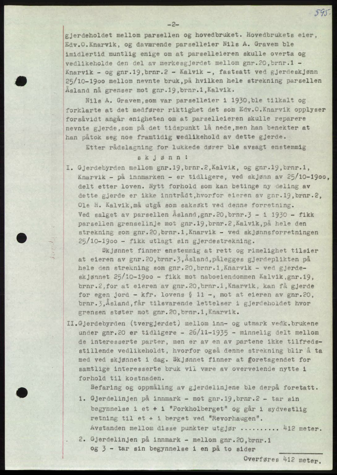 Nordmøre sorenskriveri, AV/SAT-A-4132/1/2/2Ca: Mortgage book no. A106, 1947-1947, Diary no: : 2495/1947