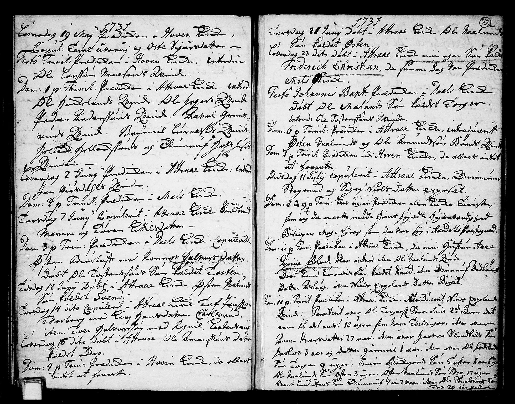 Tinn kirkebøker, SAKO/A-308/F/Fa/L0001: Parish register (official) no. I 1, 1717-1734, p. 72