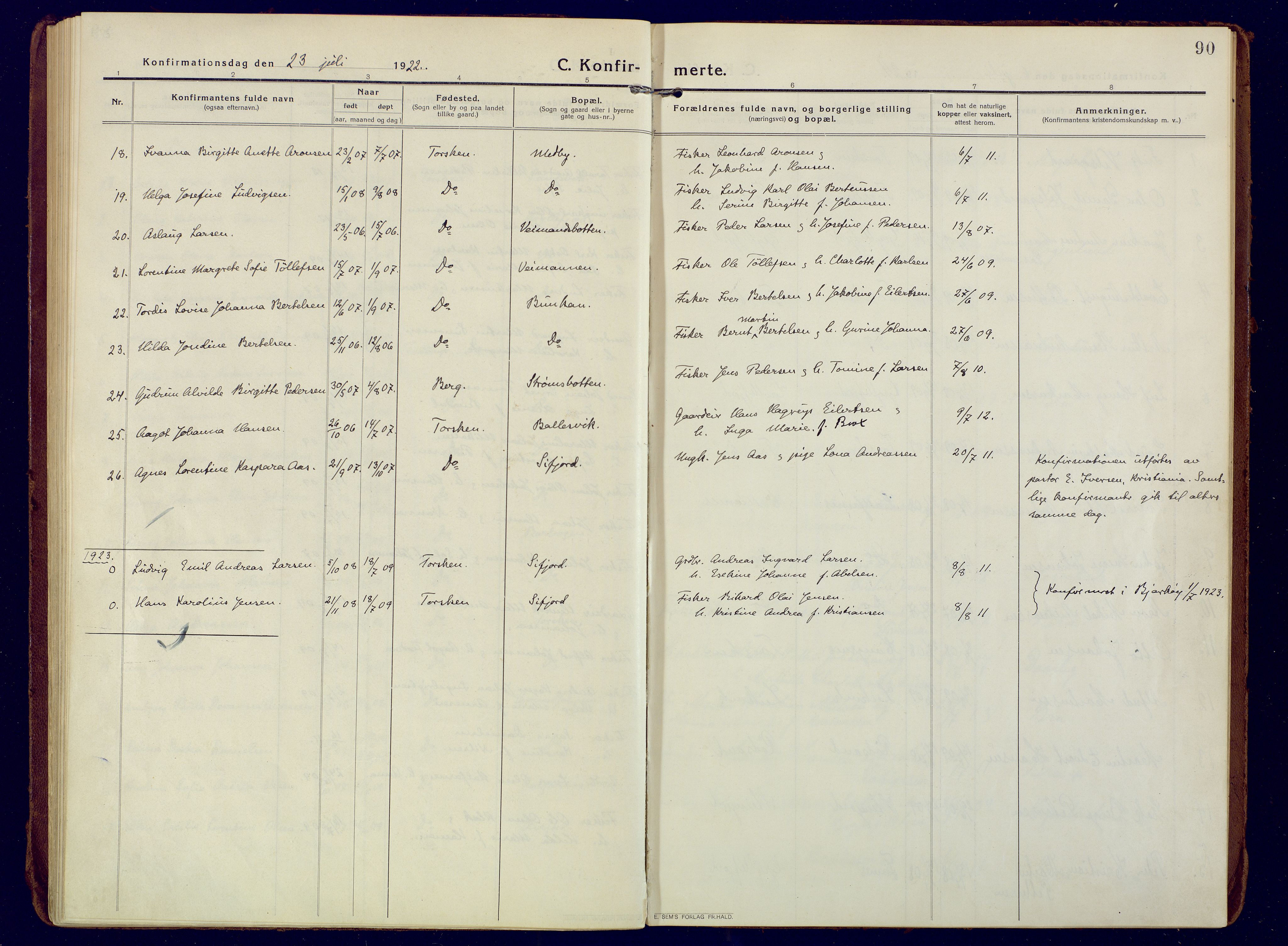 Berg sokneprestkontor, SATØ/S-1318/G/Ga/Gaa: Parish register (official) no. 10, 1916-1928, p. 90