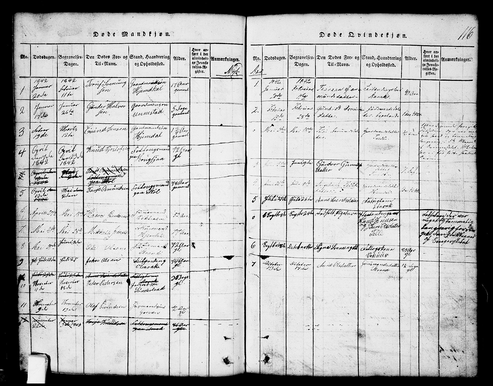 Nissedal kirkebøker, SAKO/A-288/G/Gb/L0001: Parish register (copy) no. II 1, 1814-1862, p. 116
